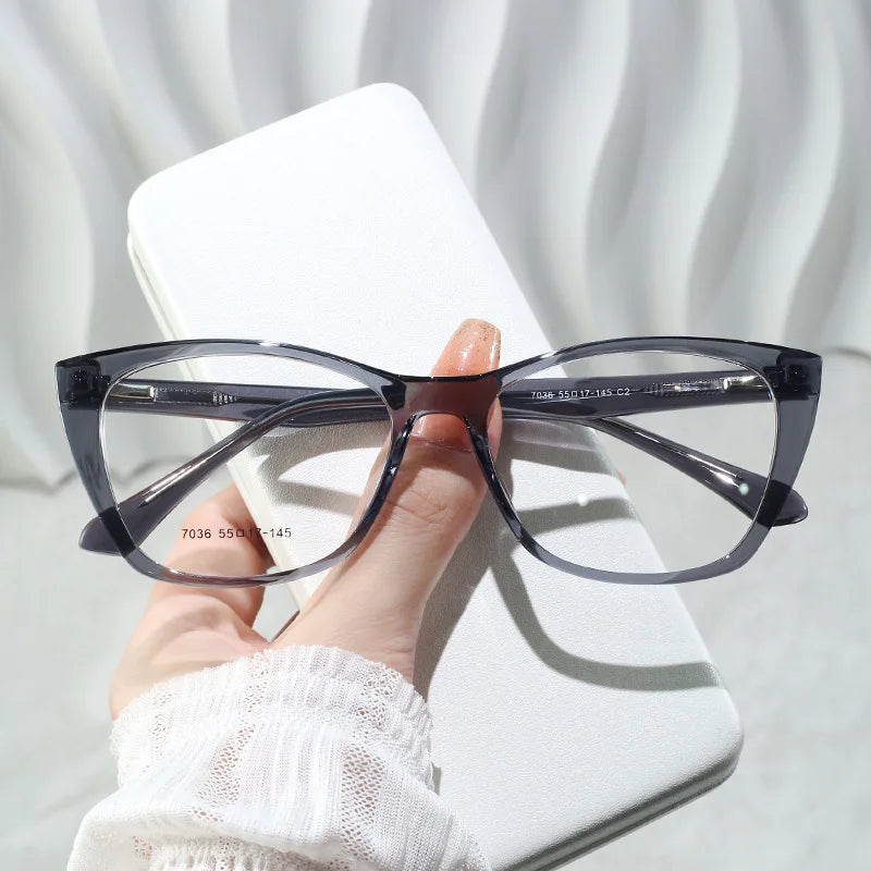 CCspace Women's Full Rim Square Cat Eye Titanium Eyeglasses Frame - Lightweight & Durable TR90 Material - Style 7036 for Work, Reading & Fashion Accessories