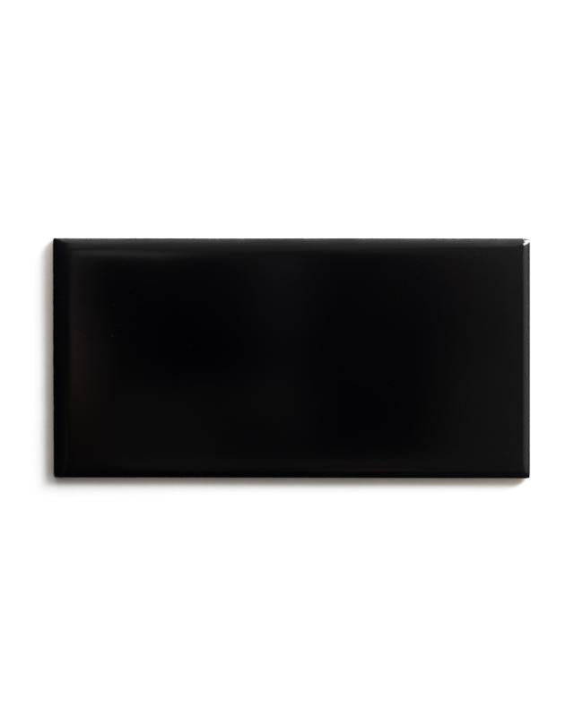 Victoria Black Glossy Tile Color Sample - Perfect for Kitchen Backsplash, Bathroom Walls & Flooring Projects