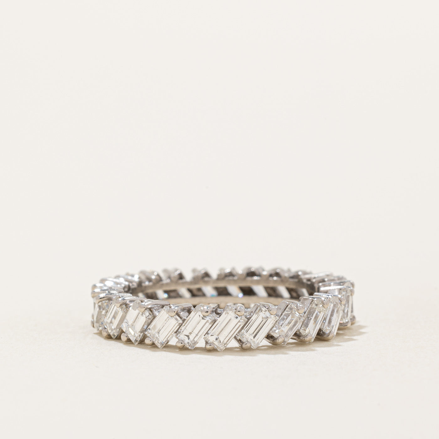 2.50ctw Baguette Cut Diamond Eternity Ring in 14K White Gold - SI1/2 I/J Clarity - Size 6.25 - Perfect for Anniversary, Engagement & Wedding Bands - Elegant Jewelry Gift for Her