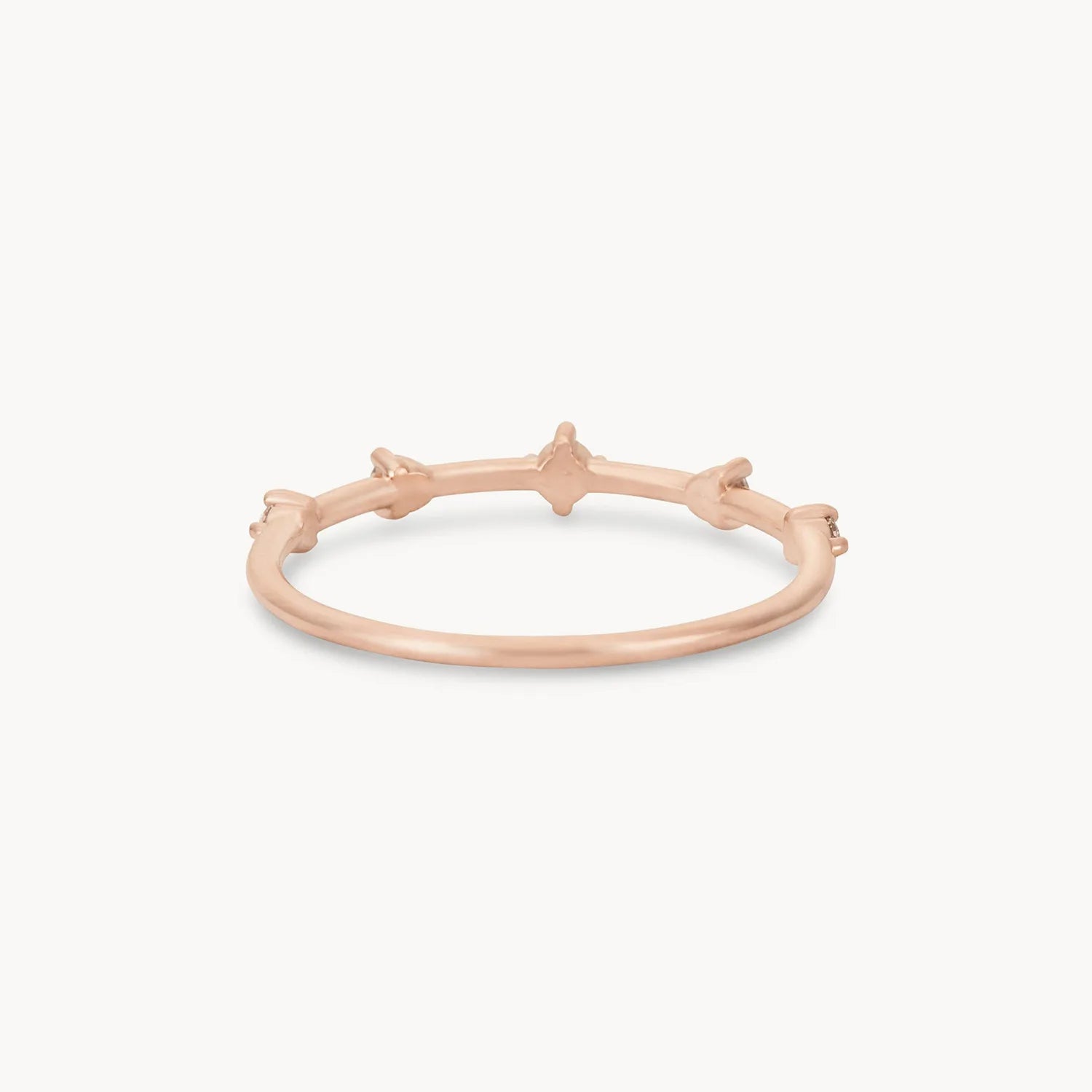 14K Rose Gold White Diamond Stars Align Ring - Elegant Celestial Jewelry for Engagement, Anniversary & Special Occasions