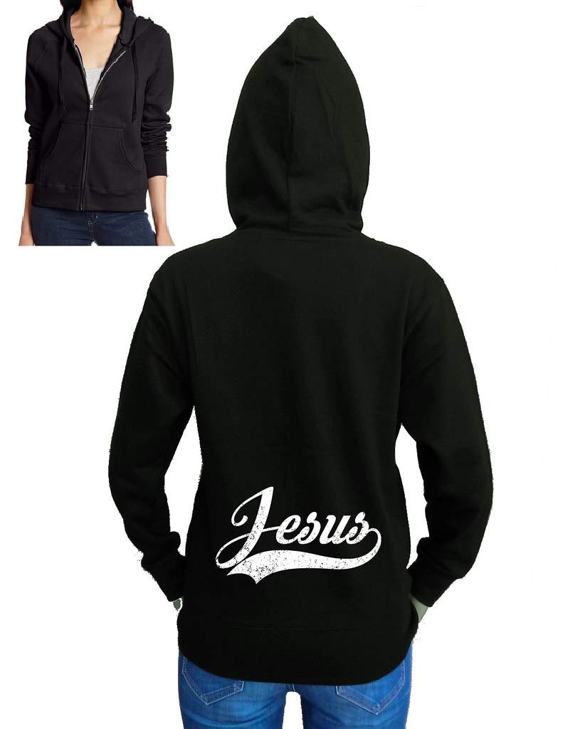 Koyotee Junior's Script Jesus Black Fleece Zipper Hoodie - Warm & Stylish Pullover for Teens | Perfect for Church, School & Casual Outings