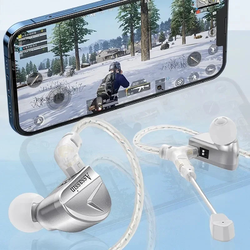 CVJ Assassin Silver Hybrid 1BA+1DD+1Vibration Driver Hi-Res In-Ear Monitors - Perfect for Gaming, Music Production & Audiophile Listening