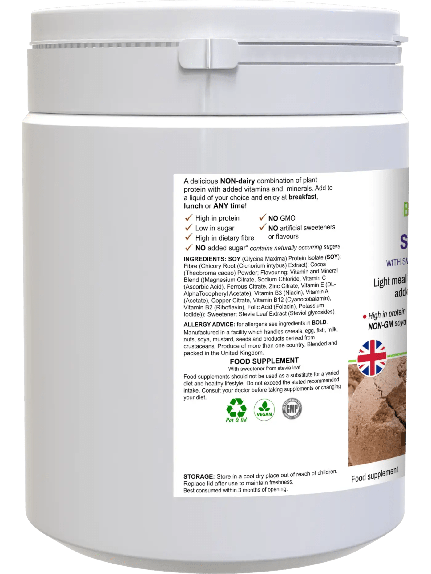 Chocolate Vegan Protein Shake Powder - Dairy Free Plant Based Protein Supplement for Weight Loss & Muscle Recovery - Perfect for Post Workout, Breakfast Smoothies & Healthy Snacking