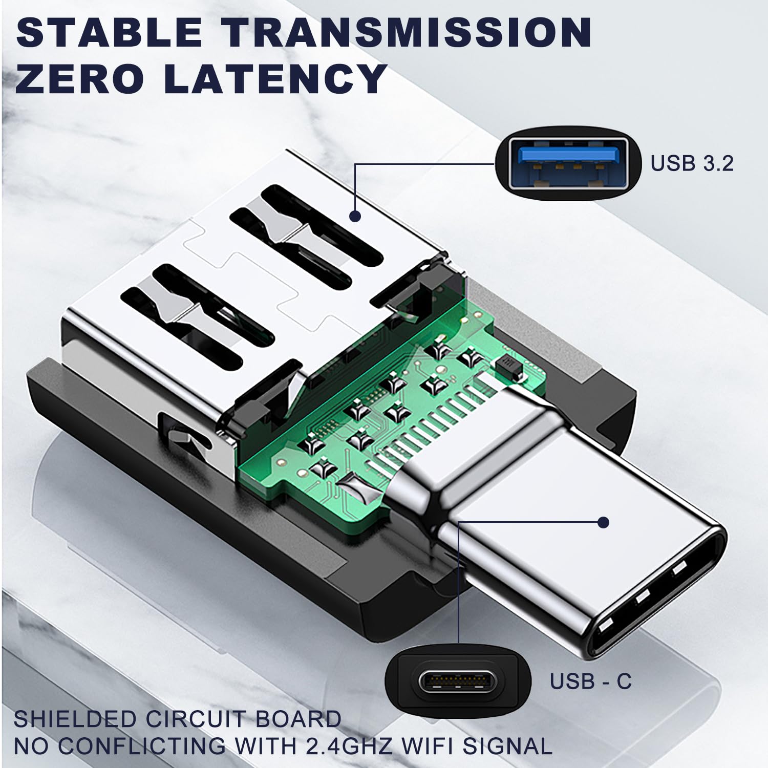 Yuexitech 4-Pack Micro USB to USB C Adapter Converter, USB 3.2 Female to Type C OTG Adapter - Compatible with iPhone 15 Pro Max/MacBook Air/iPad Pro/Galaxy S24/S23/S22 - Fast Data Transfer & Charging - Perfect for Travel, Office & Home Use