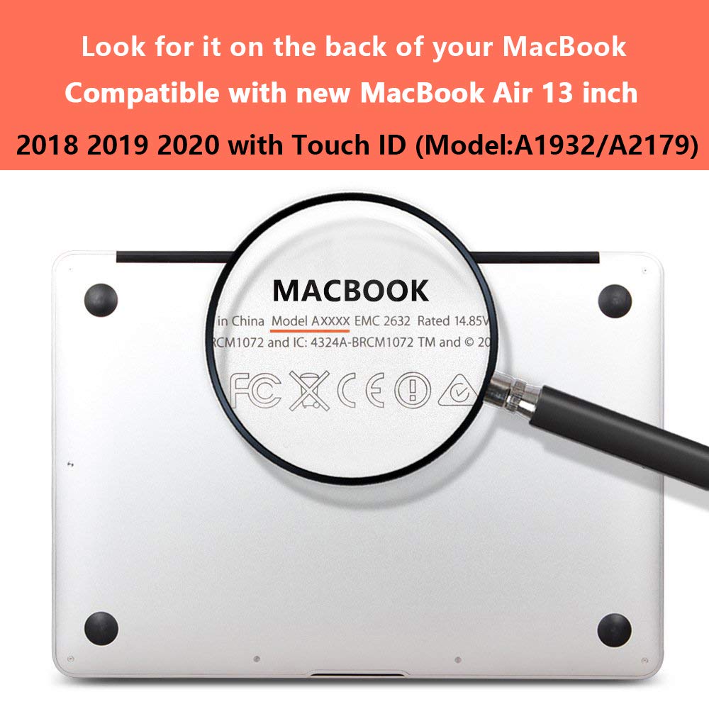 CiSoo Marble Hard Case for MacBook Air 13 Inch (2020/2019/2018 Models A2337 M1 A1932 A2179) - Protective Shell with Keyboard Cover & Touch ID Compatibility, Clear Green Marble Design - Perfect for Work, Travel & School Use