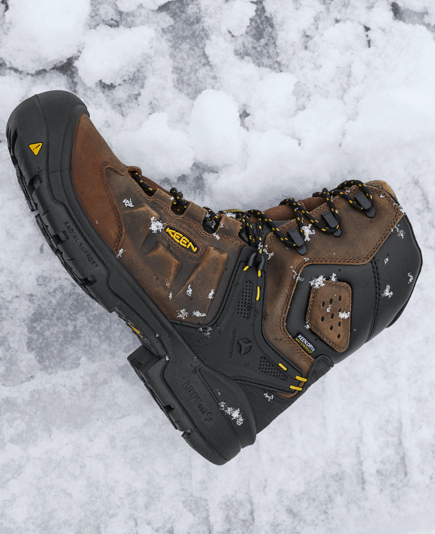 Men's Dover 8 Insulated Waterproof Work Boot with Carbon Toe - Dark Earth/Black - Heavy Duty Winter Boots for Construction, Hiking & Outdoor Work