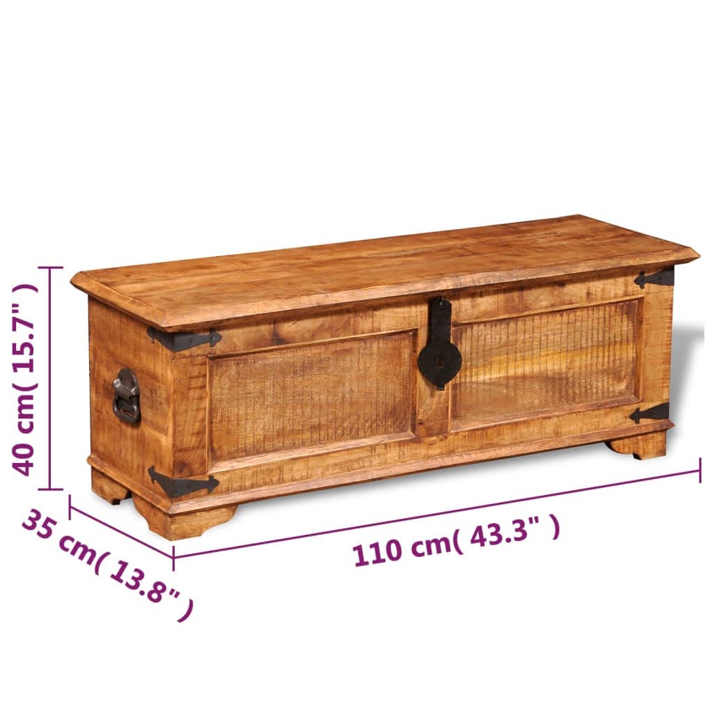 Solid Wood Storage Chest - Rustic Wooden Treasure Box with Sturdy Construction, 43.3