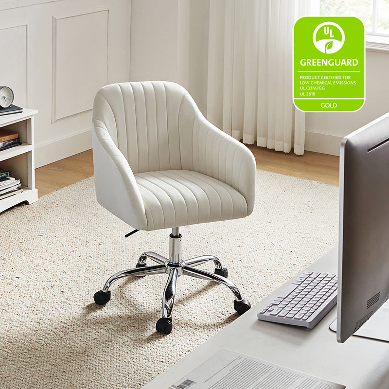 Theo Modern Velvet Office Chair with Tufted Back - Ergonomic Desk Chair for Home & Office Workspace, Comfortable Computer Gaming Chair for Long Hours Sitting