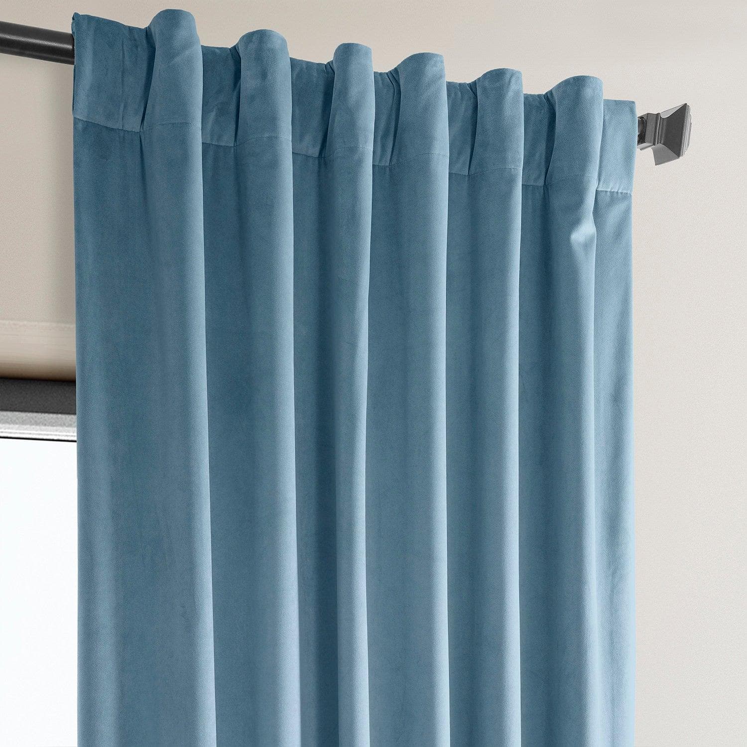 Light Blue Heritage Plush Velvet Blackout Curtains - Thermal Insulated Window Drapes for Bedroom, Living Room & Nursery (54x84 Inches)