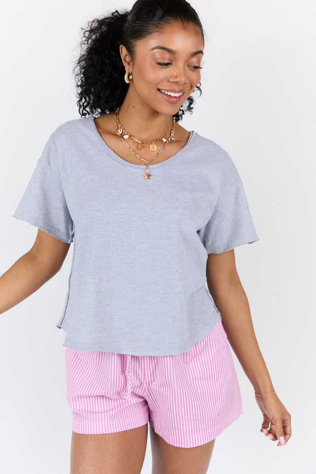 Firm Foundation Grey Scoop Neck Tee for Women - Soft Cotton Casual T-Shirt - Perfect for Everyday Wear, Work & Weekend Outfits