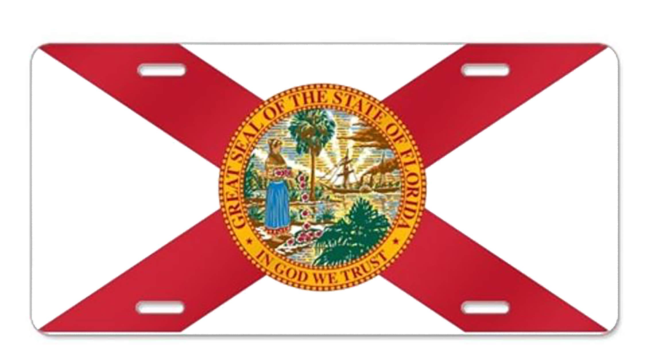 Florida State Flag Aluminum License Plate – 6x12 Inch Durable Weatherproof Metal Car Tag for Vehicles, Trucks, SUVs, RVs – Decorative Front Plate for Florida Pride – Perfect for Indoor & Outdoor Use, Tailgating, and Home Decor
