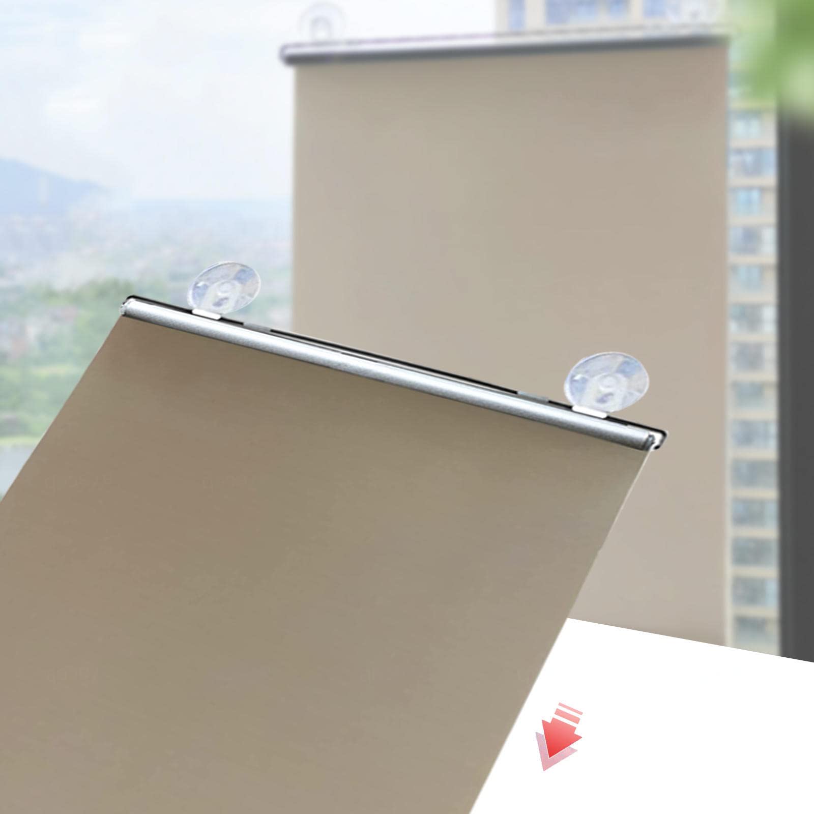 Blackout Window Curtains with Suction Cups - No Drill Roller Blinds, 75% UV Protection & Thermal Insulated Roll Up Shades for Windows, Light Filtering Fabric (Gold, 35x125cm/14x49in) - Perfect for Bedrooms, Nurseries & Home Offices