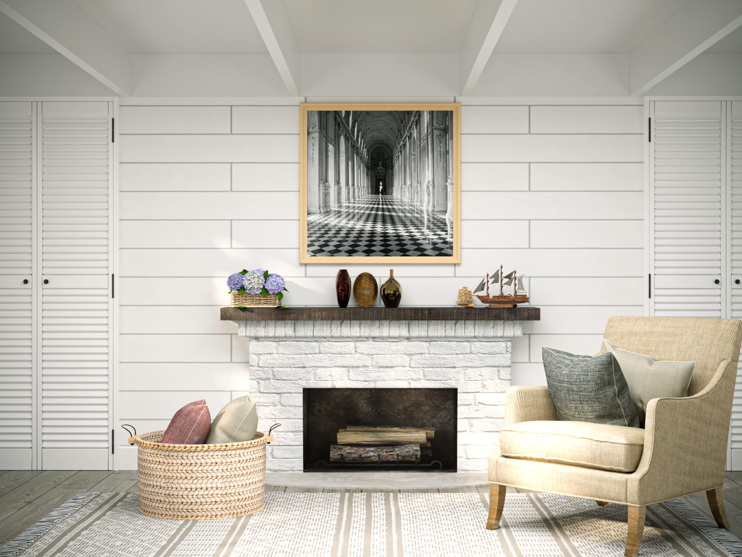 DOGBERRY 60 Inch Rustic Farmhouse Solid Wood Floating Mantel Shelf - Reclaimed Wood with Modern Invisible Brackets - 3 Inch Thick Slab - Dark Chocolate Finish - Perfect for Fireplace Mantel, Living Room Decor, Kitchen Shelving and Bedroom Storage