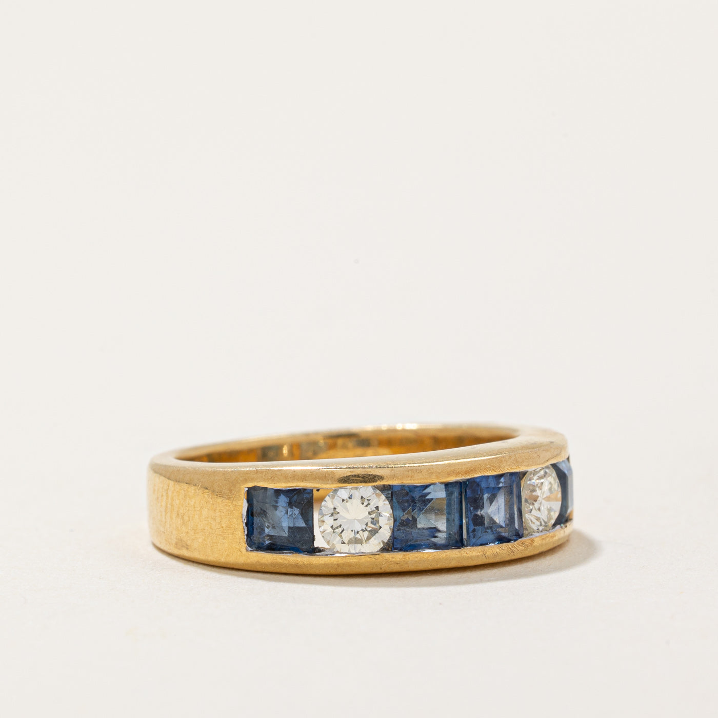 Channel Set Sapphire and Diamond Ring - 0.88 Carat Total Weight, 0.26ctw Diamonds - Size 5 | Elegant Engagement, Anniversary Gift for Women | Perfect for Weddings, Proposals & Special Occasions