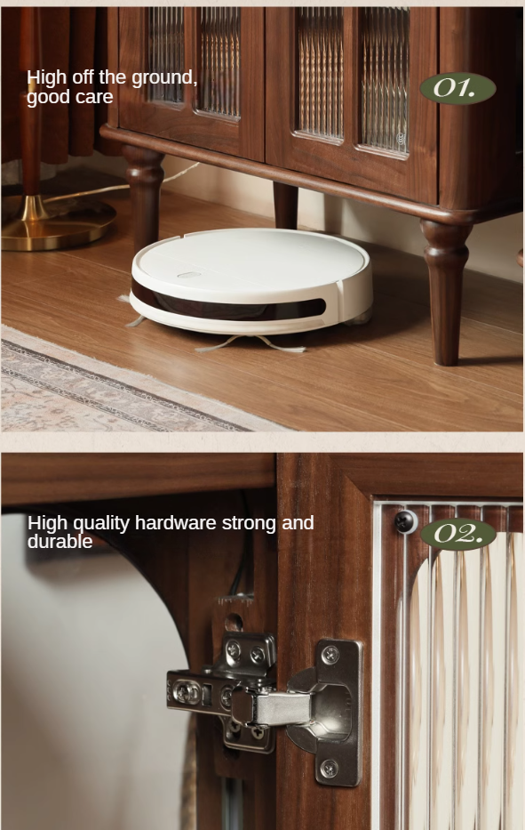 Vintage Black Walnut Solid Wood Side Cabinet - Handcrafted Retro Nightstand for Bedroom, Living Room & Office Storage