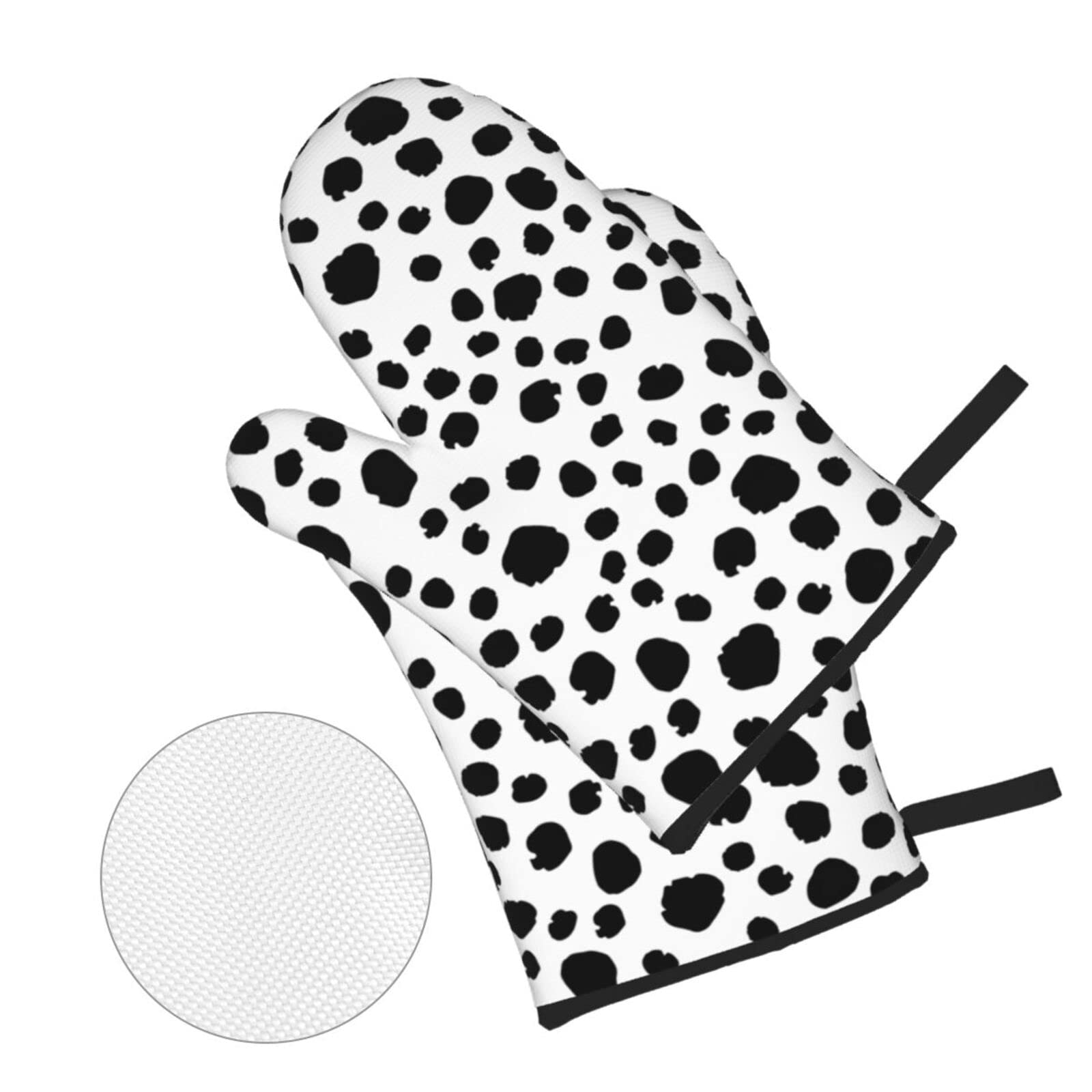 Heat Resistant Black Dots Oven Mitts & Pot Holders Set - Non-Slip Kitchen Gloves for Cooking, Baking, Grilling & BBQ (4-Piece Set) - Perfect for Hot Pans, Baking Sheets & Outdoor Barbecues