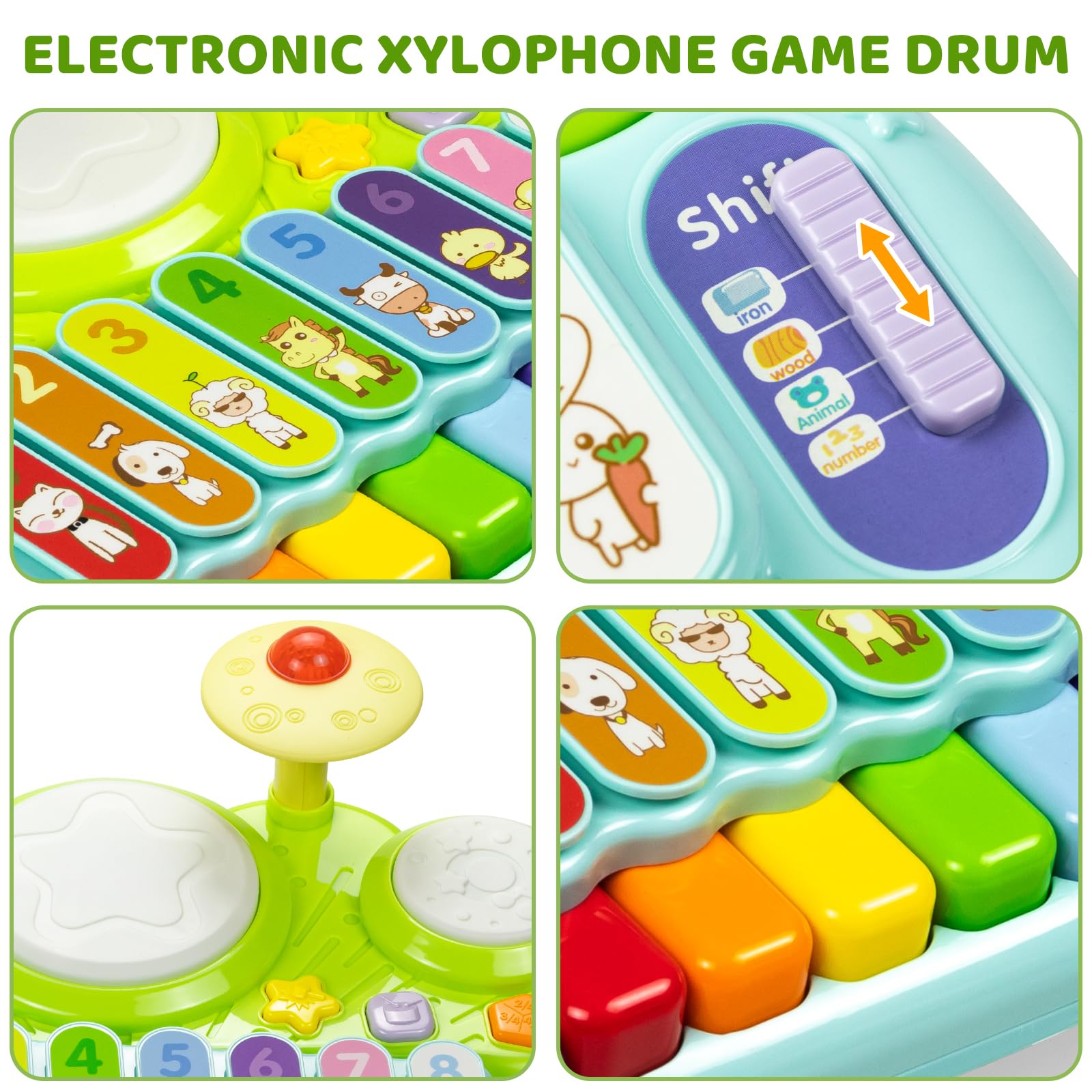 Marstone Musical Toy Set for Babies & Toddlers - Piano Keyboard, Xylophone & Drum - Educational Learning Toys for 1-3 Year Old Boys & Girls - Perfect Birthday Gift for Ages 0-2 (6-18 Months) - Ideal for Early Childhood Development & Sensory Play