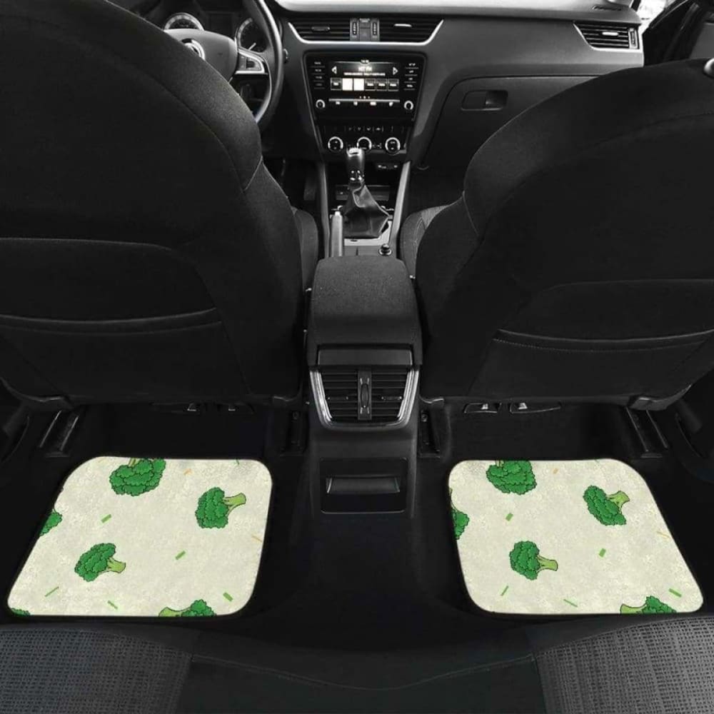 Broccoli Pattern Front and Back Car Mats - Non-Slip Custom Fit Floor Liners for Cars, SUVs, Trucks - Perfect for Road Trips, Daily Commute & Family Travel