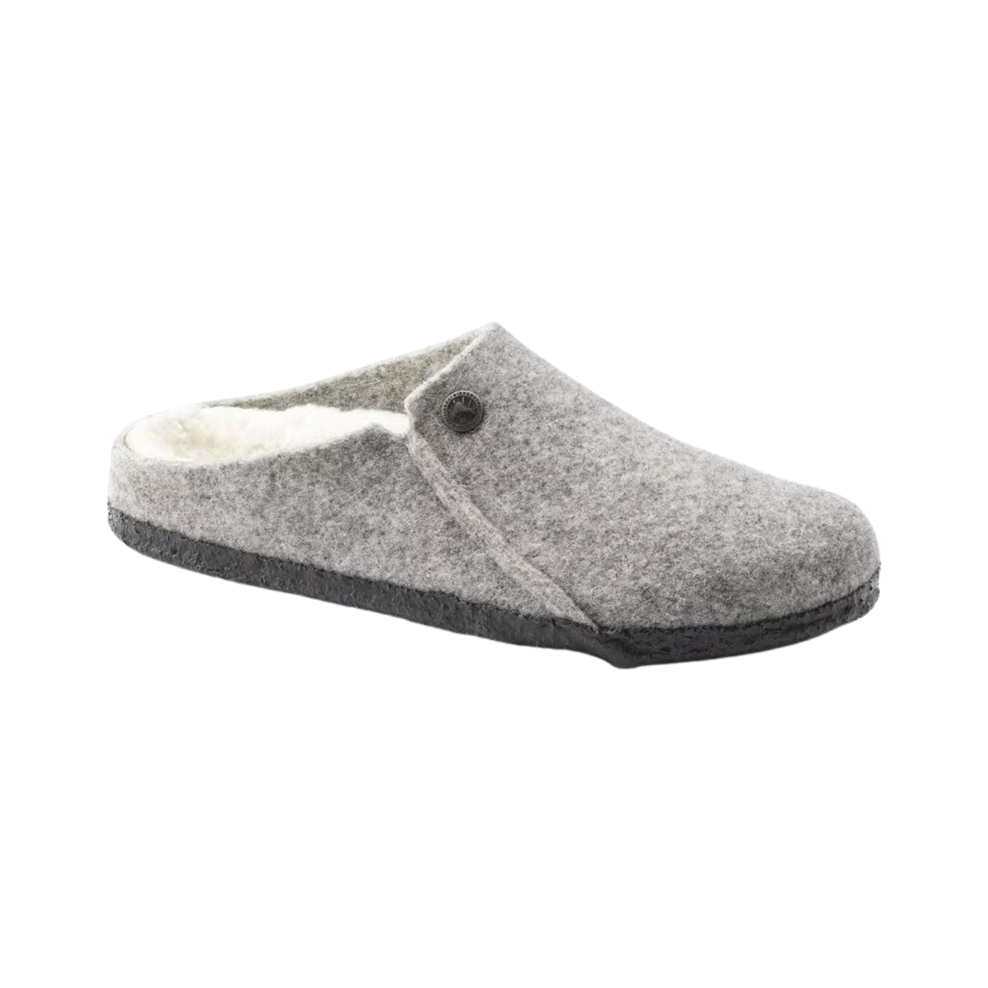 Men's Zermatt Sherling Wool Felt Slippers - Light Gray Narrow Fit - Cozy House Shoes for Winter Indoor & Outdoor Comfort