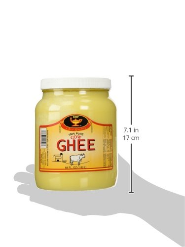 Organic Deep Pure Cow Ghee Clarified Butter - 64oz (1.89L) Jar - Lactose Free, Keto & Paleo Friendly - Perfect for Cooking, Baking & Ayurvedic Recipes