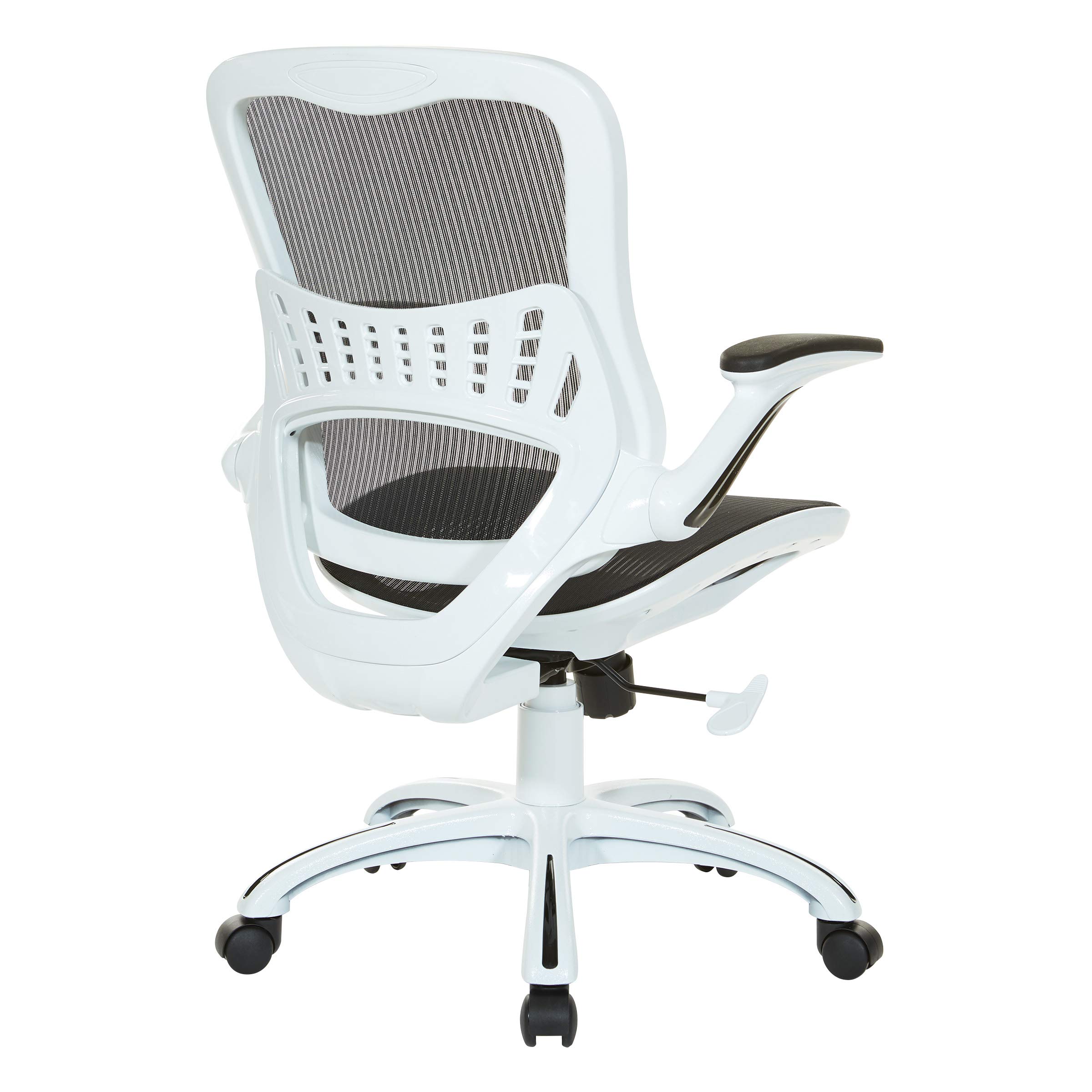 OSP Home Furnishings Riley Ergonomic Mesh Office Chair - Breathable Back & Seat, White Base with Black - Perfect for Home Office, Executive Desk & Workspace