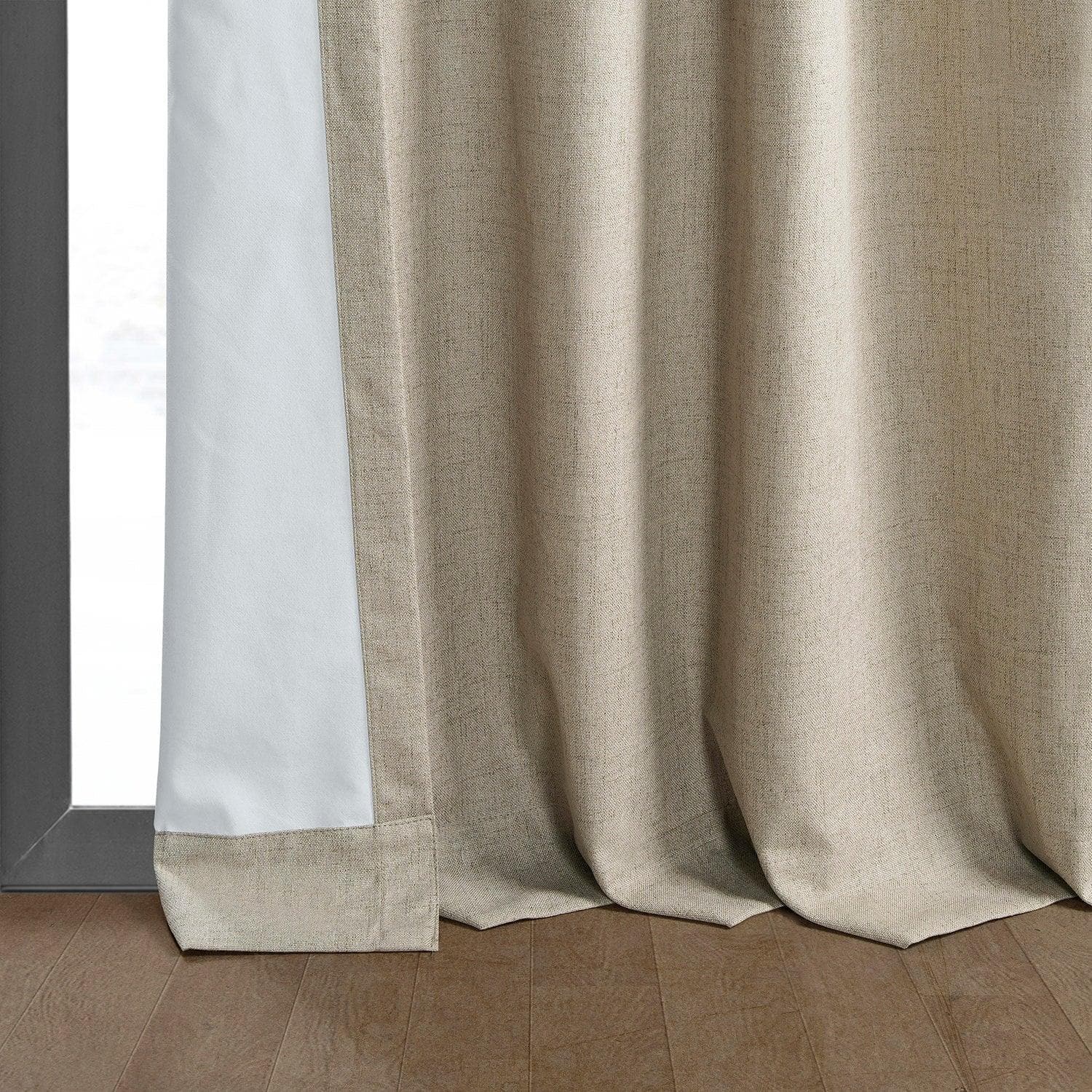 Light Tan Thermal Insulated Blackout Curtains - Linen Weave Textured Window Drapes for Bedroom & Living Room - Energy Saving & Noise Reducing Home Decor