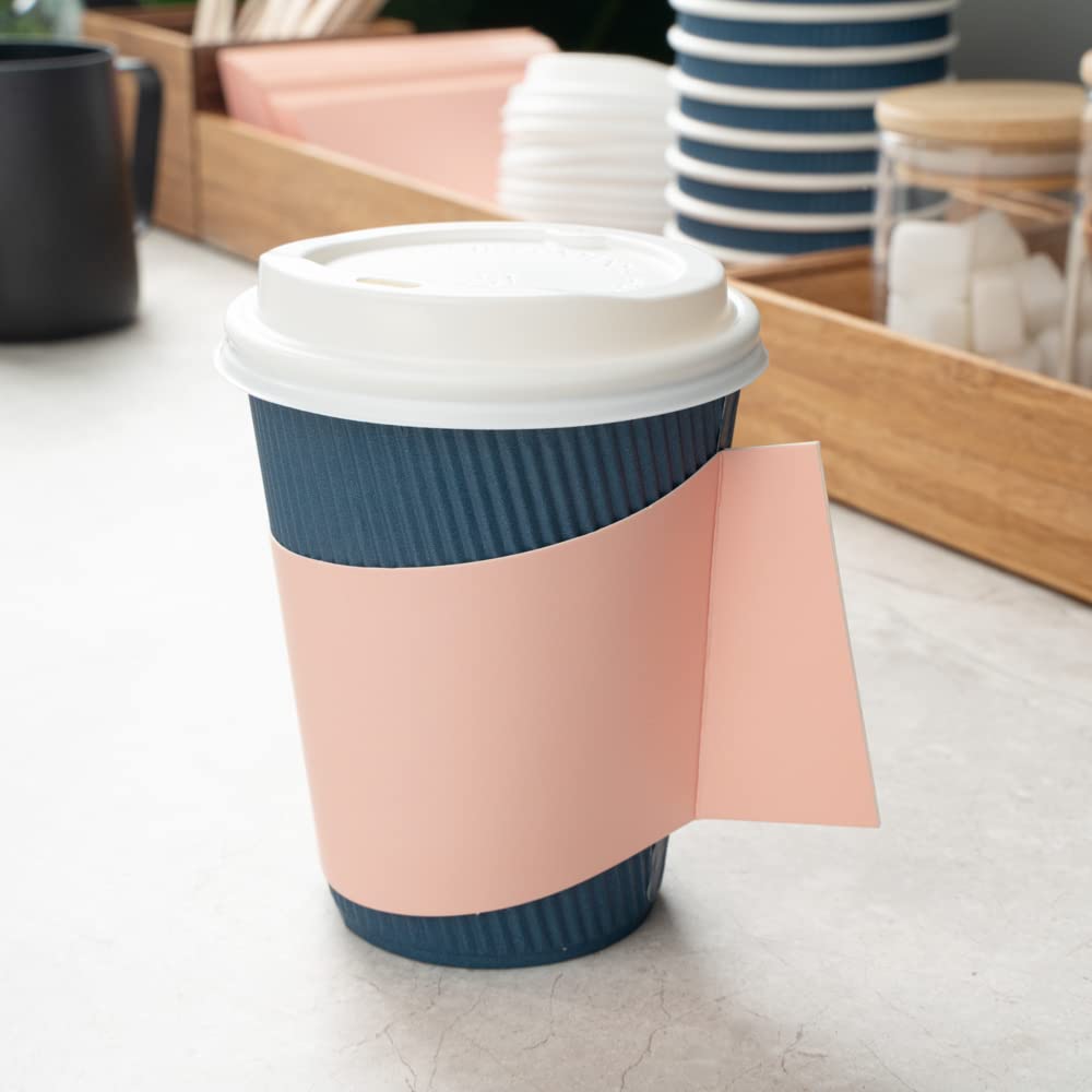 Restpresso Disposable Hot Coffee Sleeves with Handle - 1000 Count Nude Paper Cup Jackets for 12/16/20 oz Cups (Cups Sold Separately) - Perfect for Coffee Shops, Cafes & Takeout Businesses