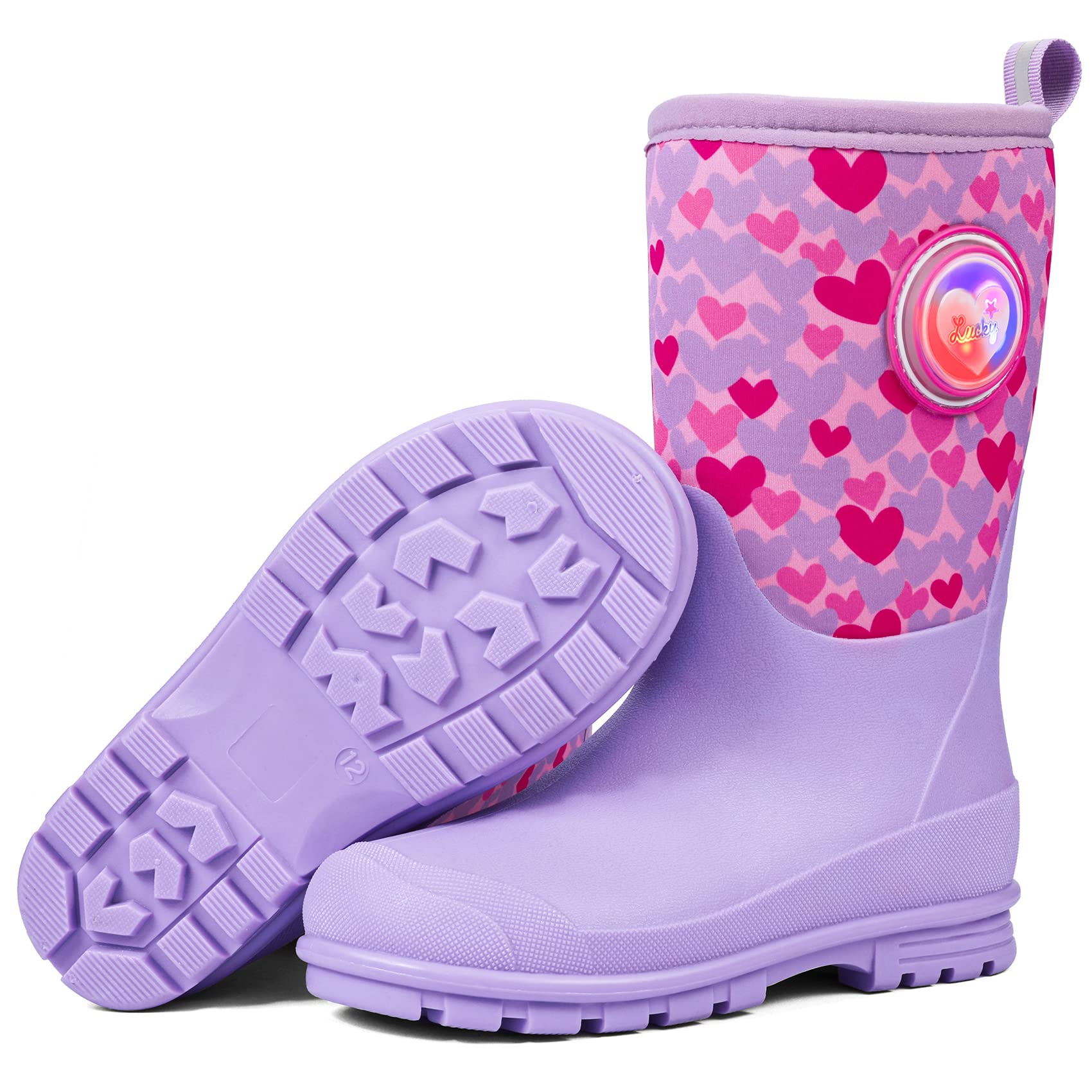 DKSUKO Kids Light Up Winter Snow Boots - Waterproof Insulated Rubber Rain Boots for Boys & Girls - Perfect for Snow Play, Rainy Days & Outdoor Adventures