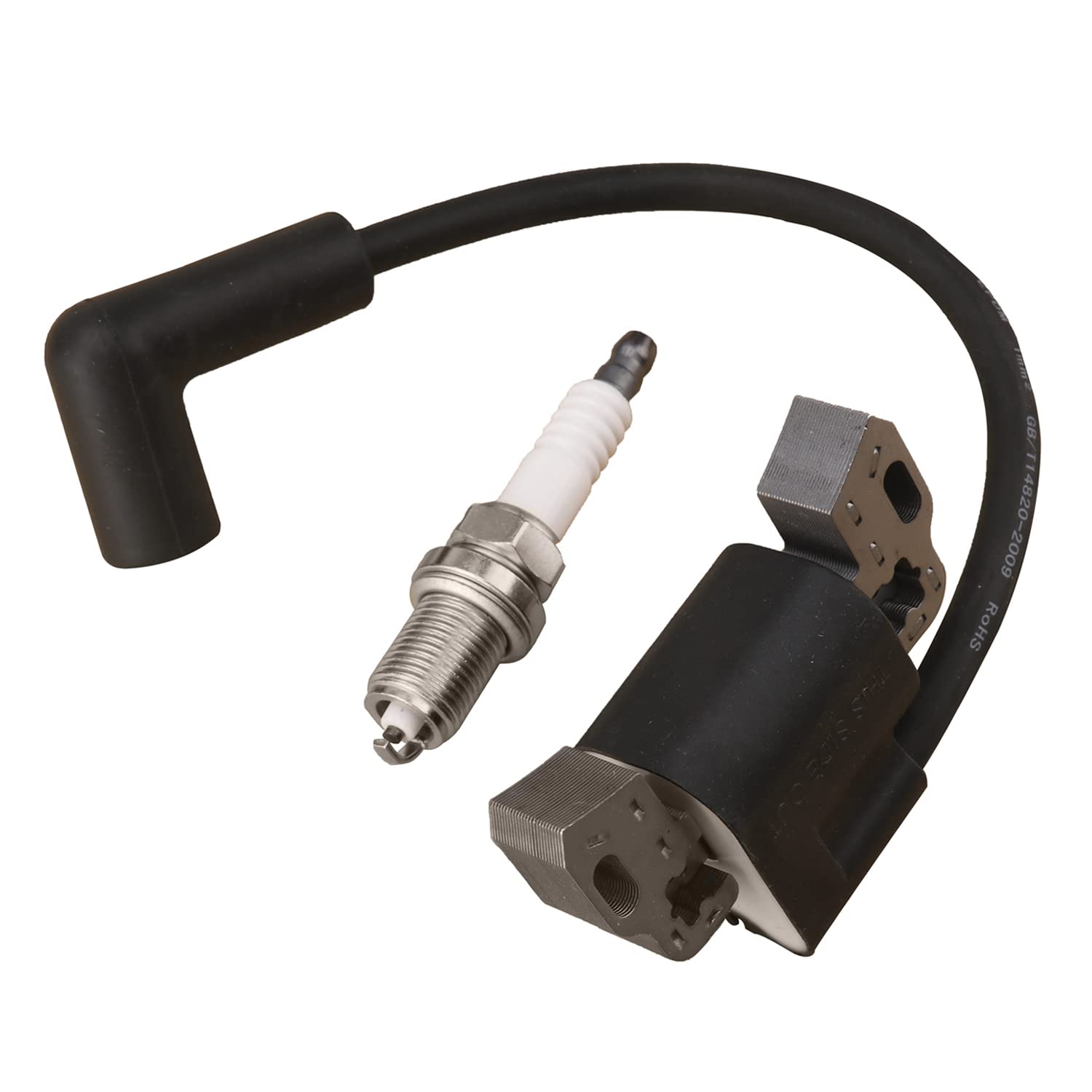 High-Performance Ignition Coil Module with Spark Plug for 08P502 09P602 09P702 Armature Magneto - Compatible with Lawn Mower Engines 593872 799582 - Perfect for Small Engine Repair & Maintenance
