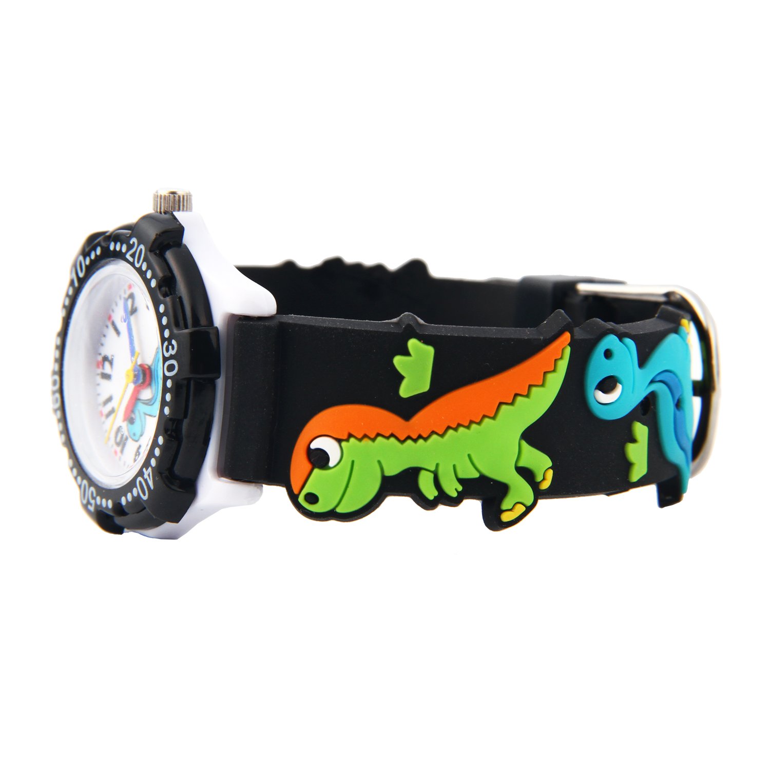 Jewtme Cute Analog Watch for Kids Ages 3-8 - 3D Silicone Cartoon Watch with Time Teaching Function for Toddler Boys & Girls - Perfect for School, Playtime & First Watch Learning