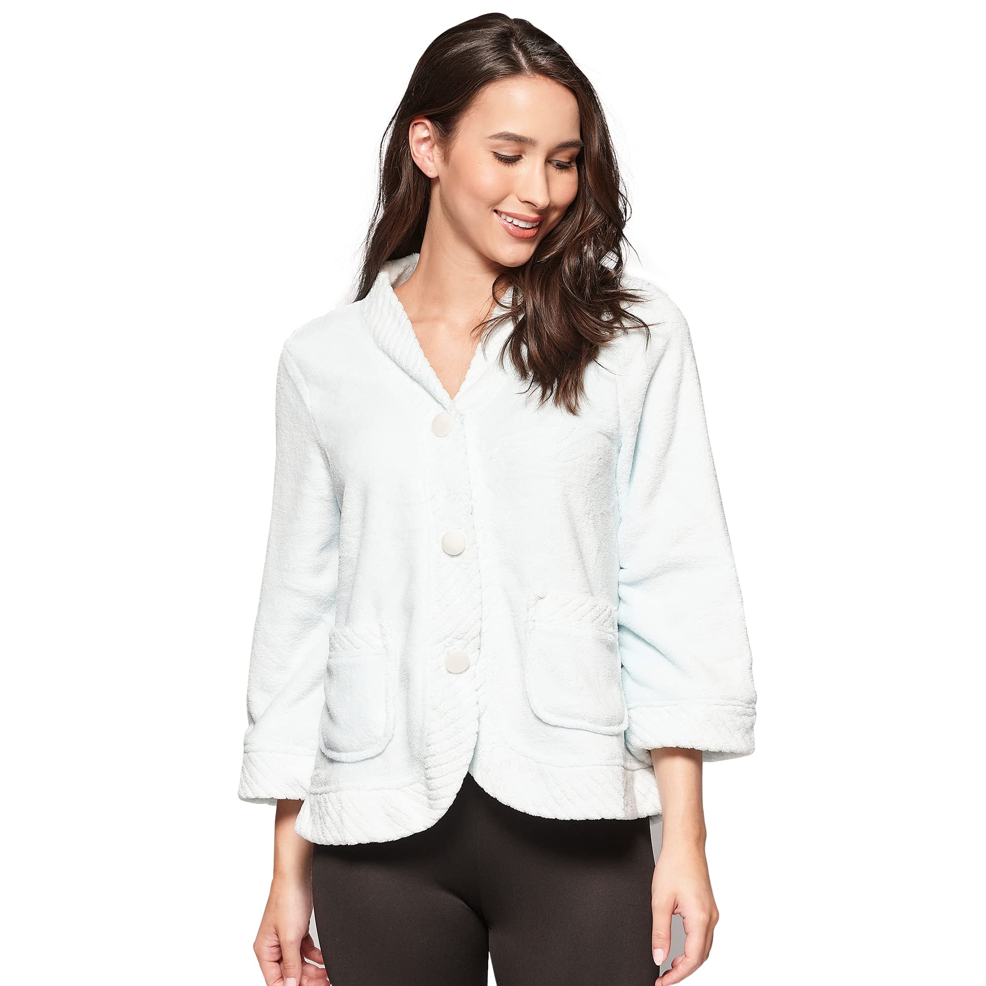 Women's Casual Bed Jacket with Velcro Closures - Cozy Loungewear for Relaxing at Home, Reading & Morning Coffee