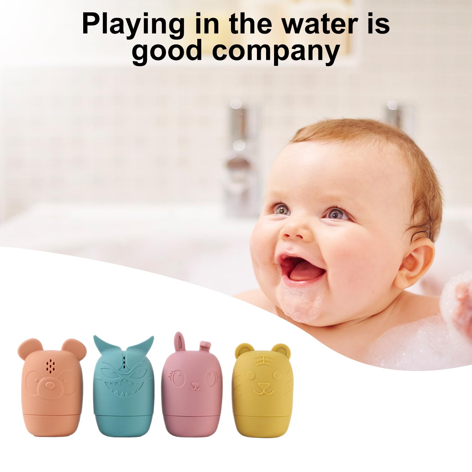 4-Piece Animal Bath Toy Set for Kids - Fun Bathtub & Pool Toys for Toddlers - Perfect for Bath Time Play and Water Entertainment