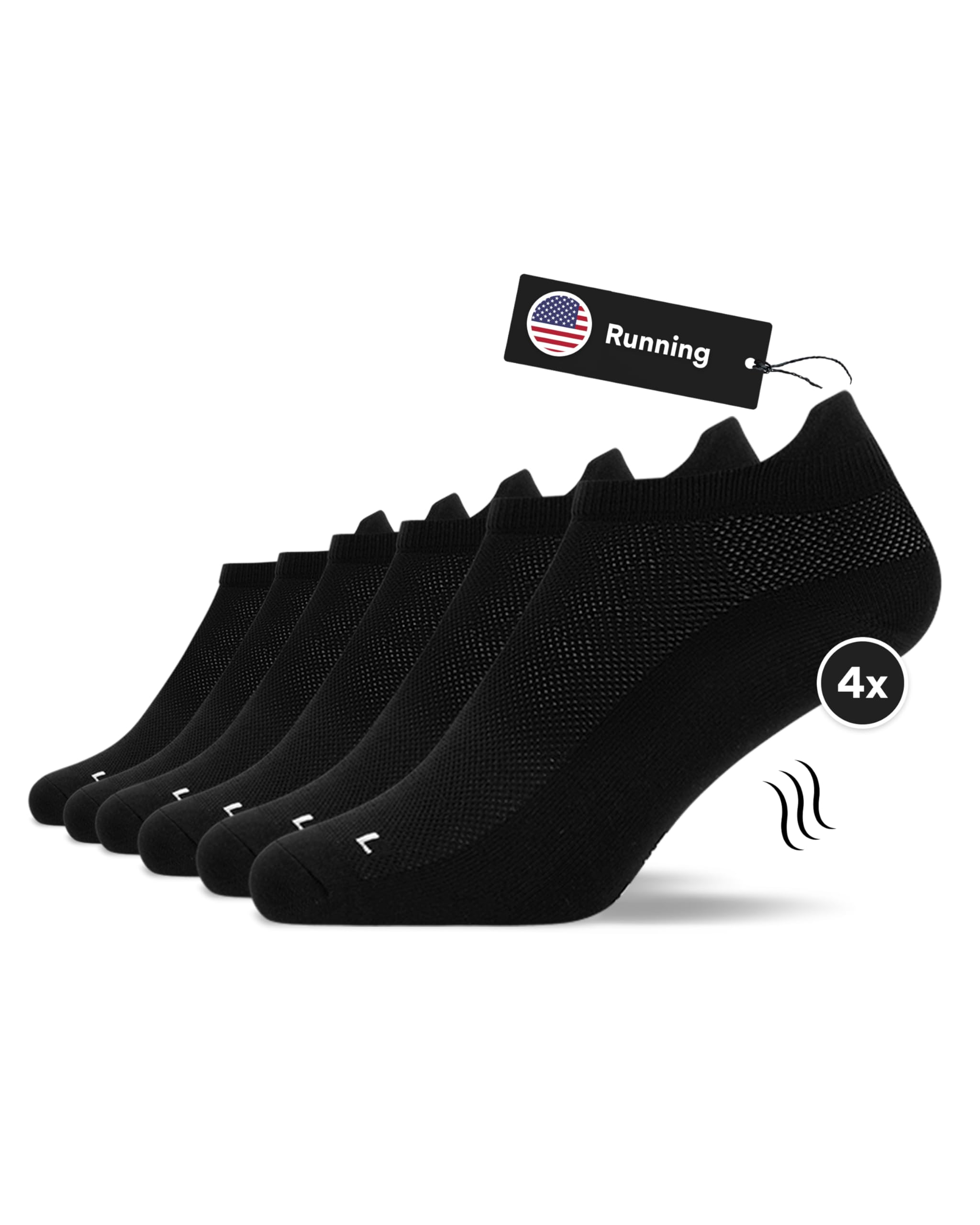 Snocks Running Socks for Men & Women (6 Pairs, Sizes S-XL) - Breathable Workout Socks for Jogging, Gym & Sports Activities