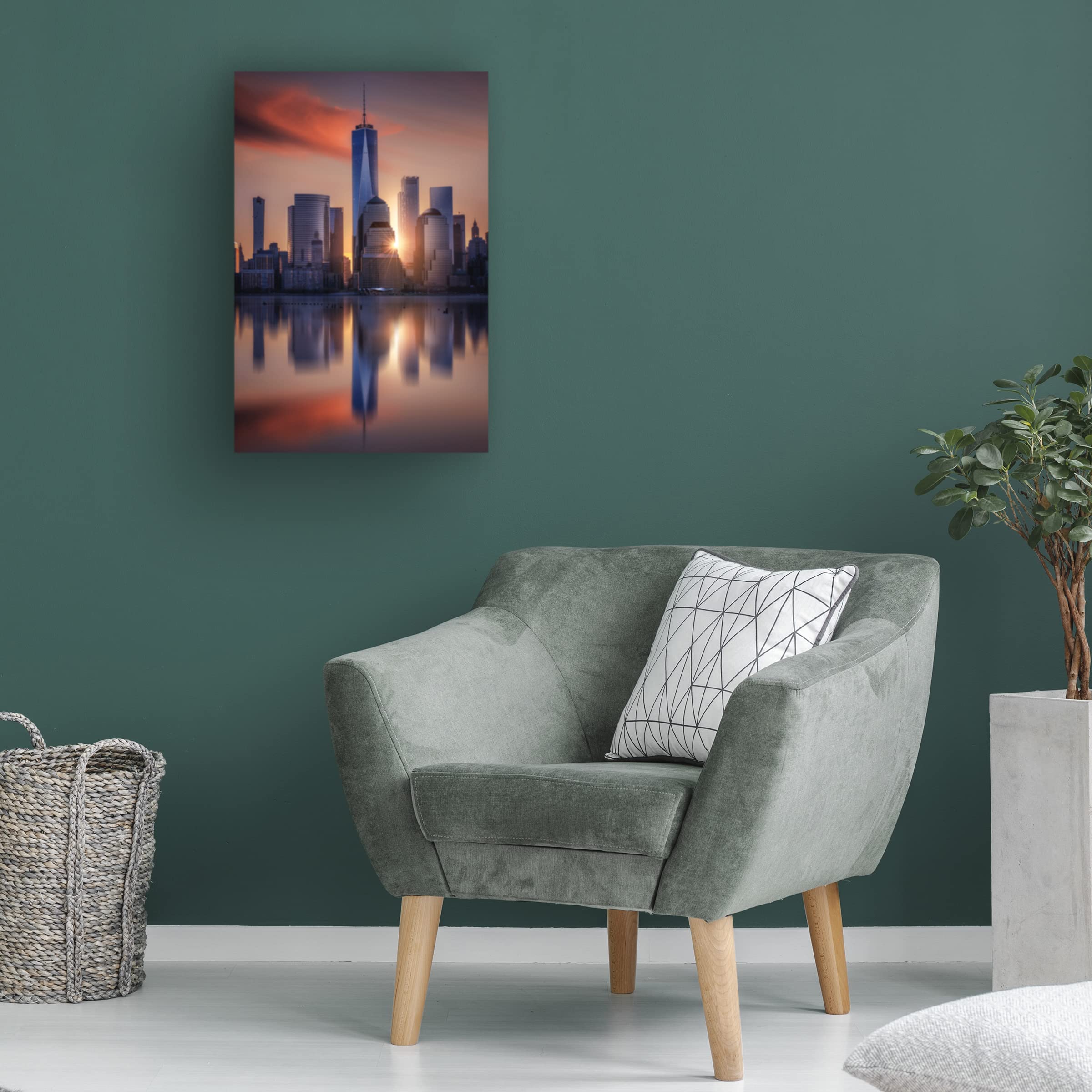 Trademark Fine Art 'Manhattanhenge' Canvas Wall Art Print by Jorge Ruiz Dueso - Stunning New York City Sunset Painting for Living Room, Office & Home Decor