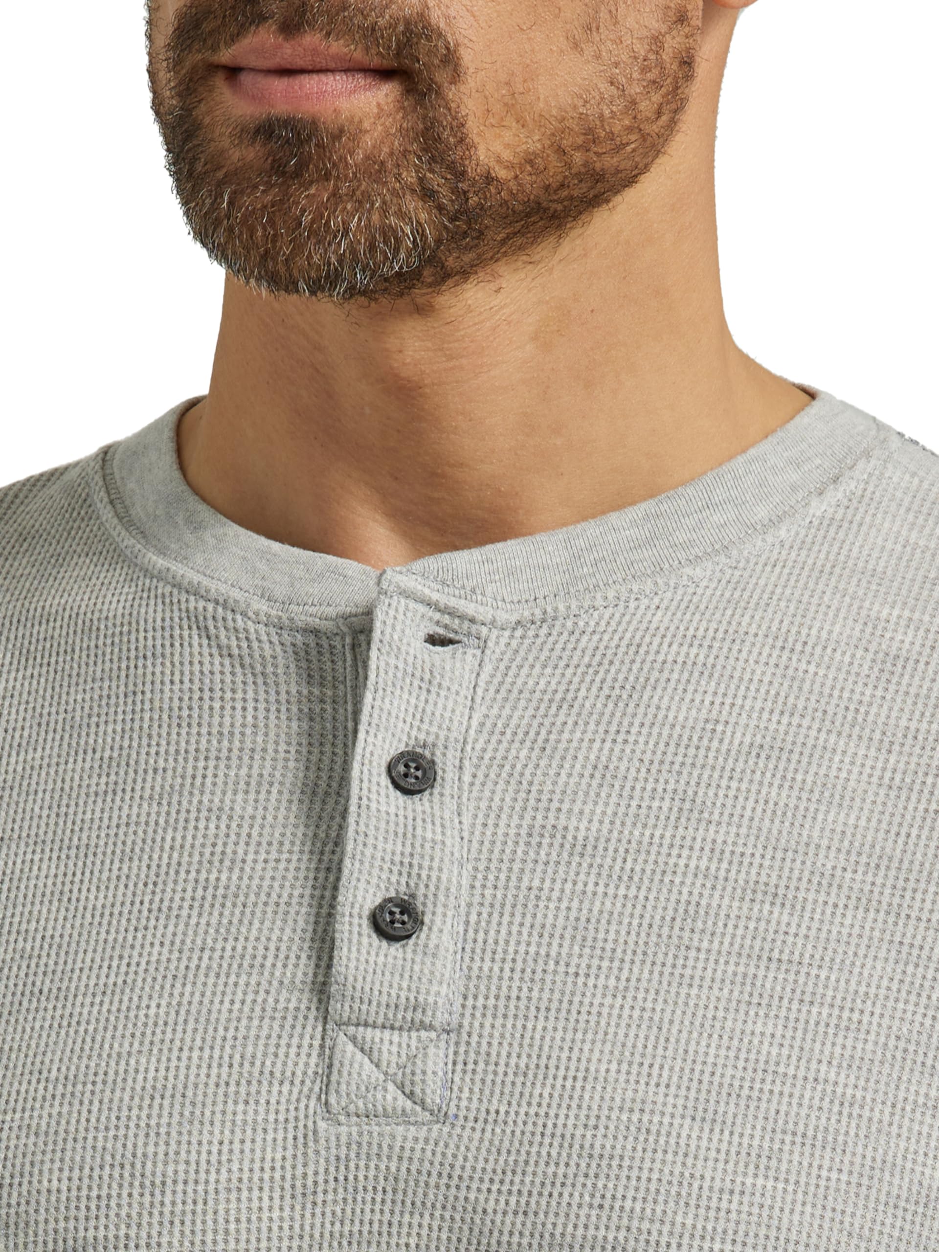 Wrangler Authentics Men's Long Sleeve Waffle Henley Shirt - Soft Thermal Cotton Top for Casual Wear, Outdoor Activities & Layering in Cold Weather