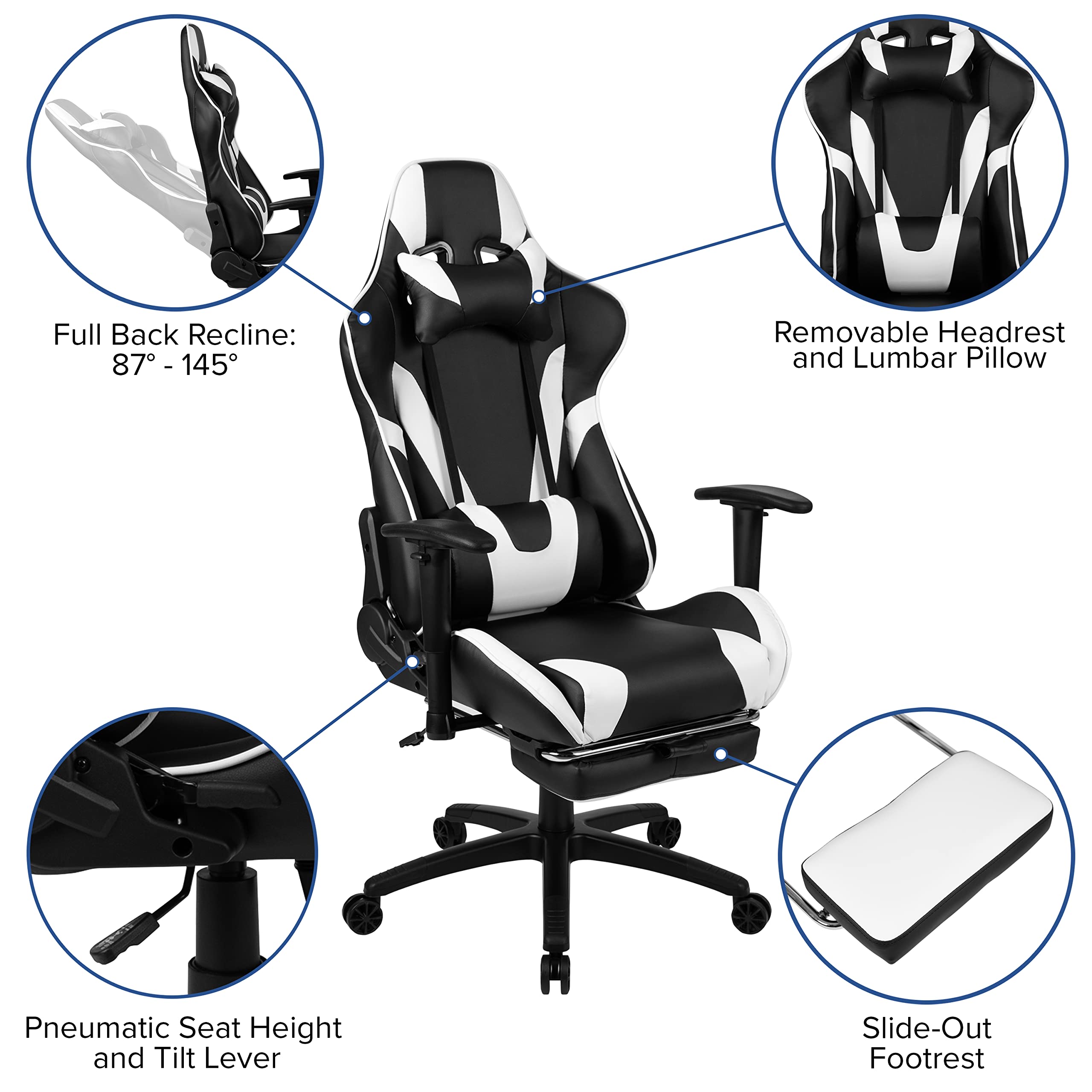 Premium Gaming Desk & Ergonomic Reclining Chair Set with Cup Holder, Headphone Hook, Removable Mouse Pad & Cable Management - Perfect for PC Gaming Setup, Esports & Home Office Workstation