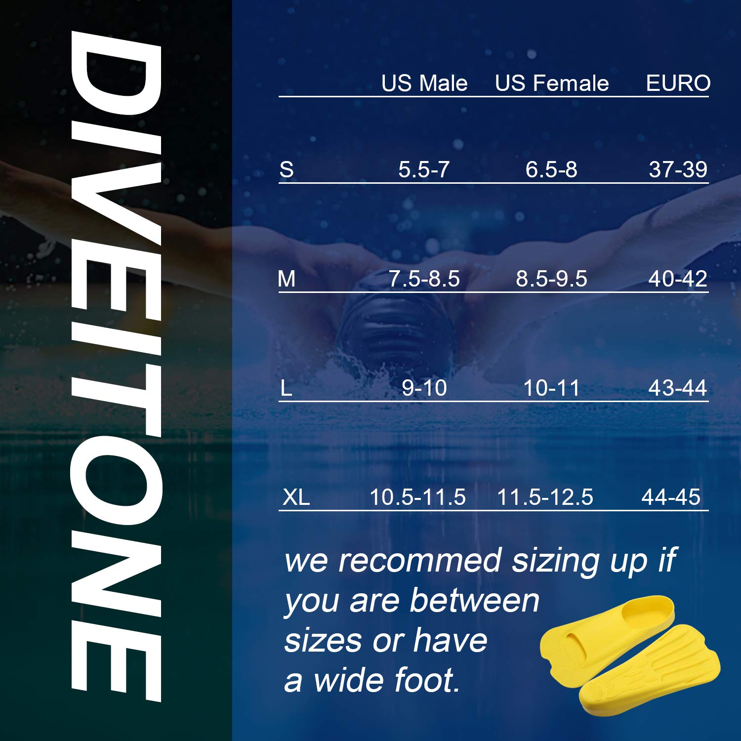 Short Blade Swim Training Fins for Adults - Yellow XL Size | Professional Swimming Gear for Pool Workouts, Lap Training & Fitness Exercises
