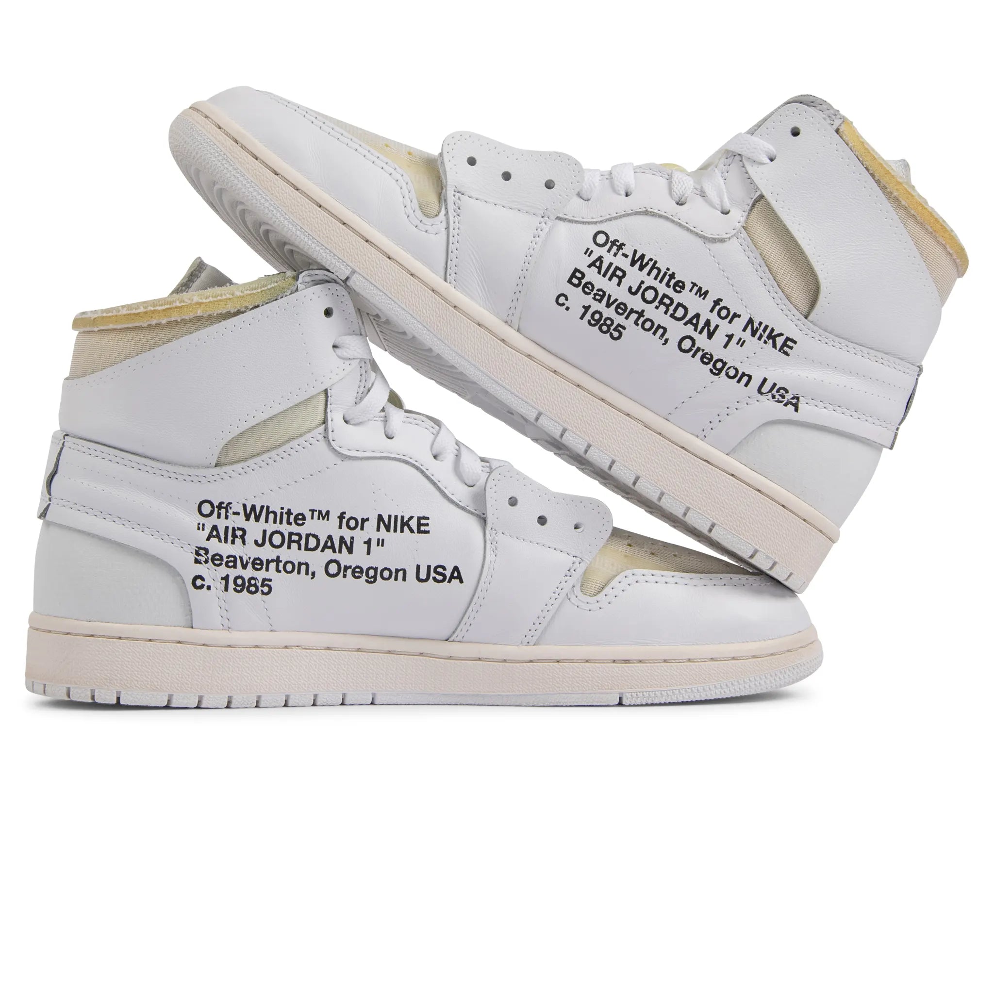 Authentic Pre-Owned Off-White x Air Jordan 1 Retro High OG White Sneakers - Limited Edition Collector's Shoes for Streetwear & Basketball Fashion
