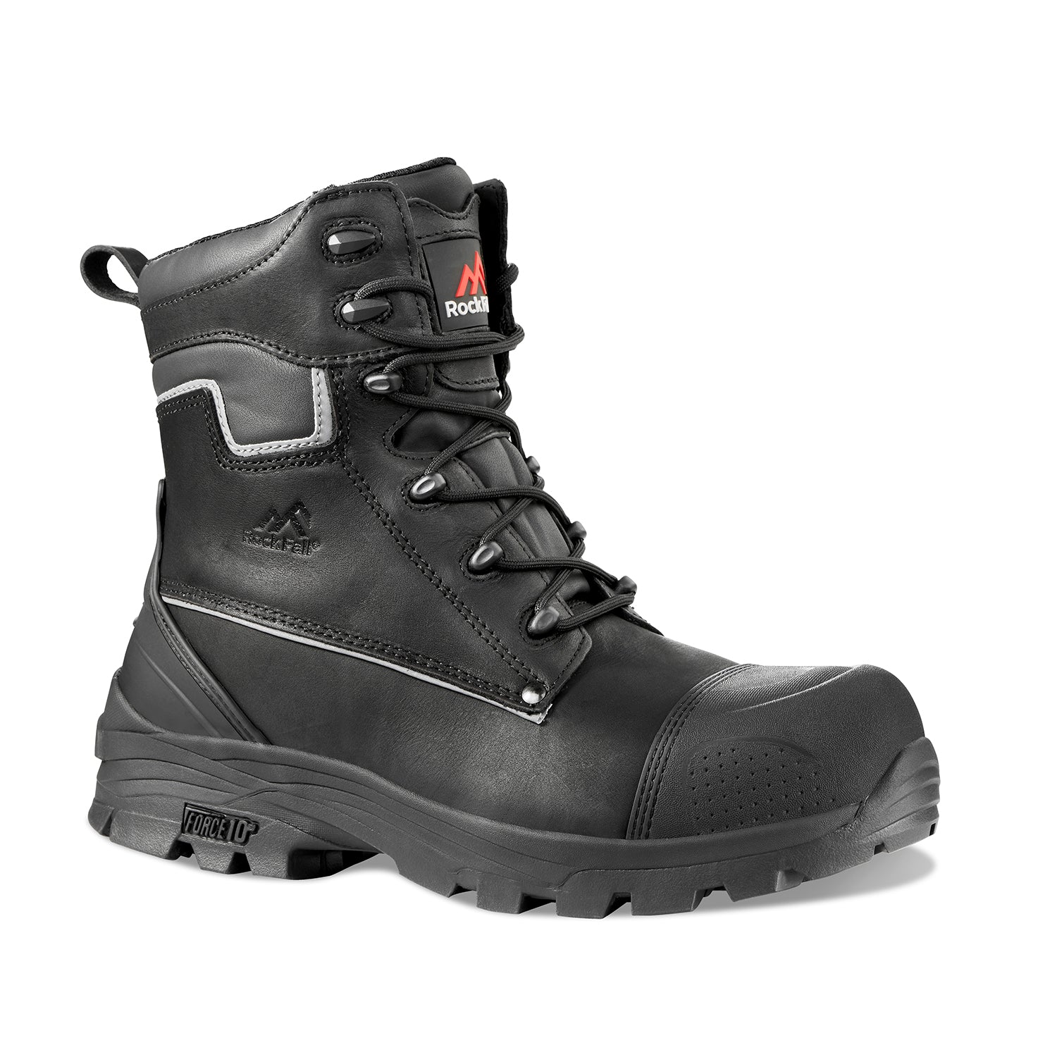 Rock Fall RF15 Shale High Leg Safety Boot with Side Zip - ANSI Certified Work Boots for Construction & Oil Rig Workers - Durable Steel Toe Safety Shoes for Hazardous Work Environments