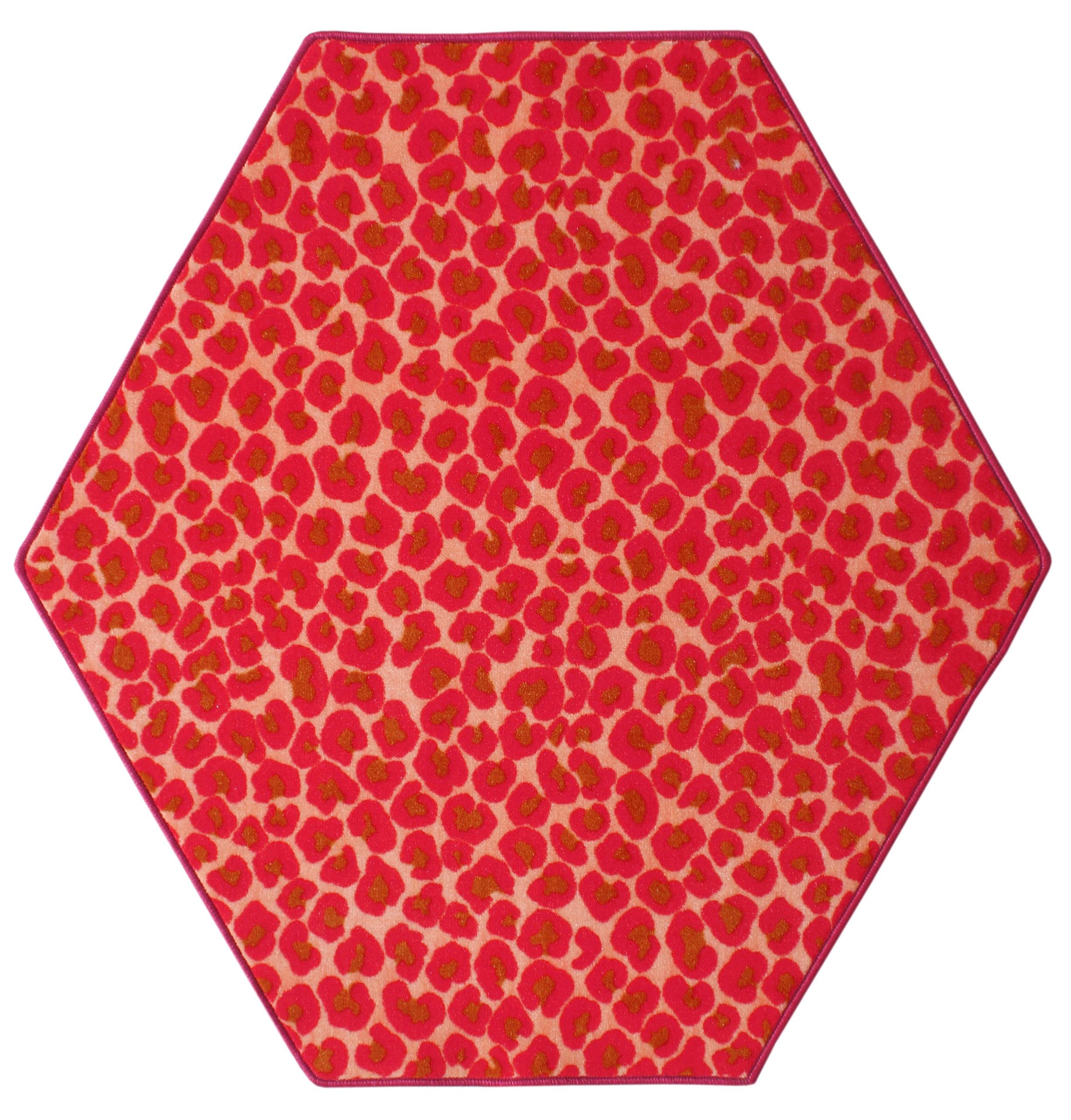 Custom Size Cheetah Print Area Rug - 4' Hexagon Animal Collection Ambient Rug for Living Room, Bedroom & Nursery Decor | Big Cat Design Soft Floor Mat