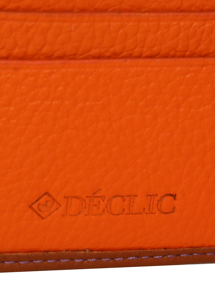DÉCLIC Block Bi-Fold Wallet for Men - Genuine Leather RFID Blocking Slim Wallet (Tan Orange) - Perfect for Travel, Business & Everyday Use