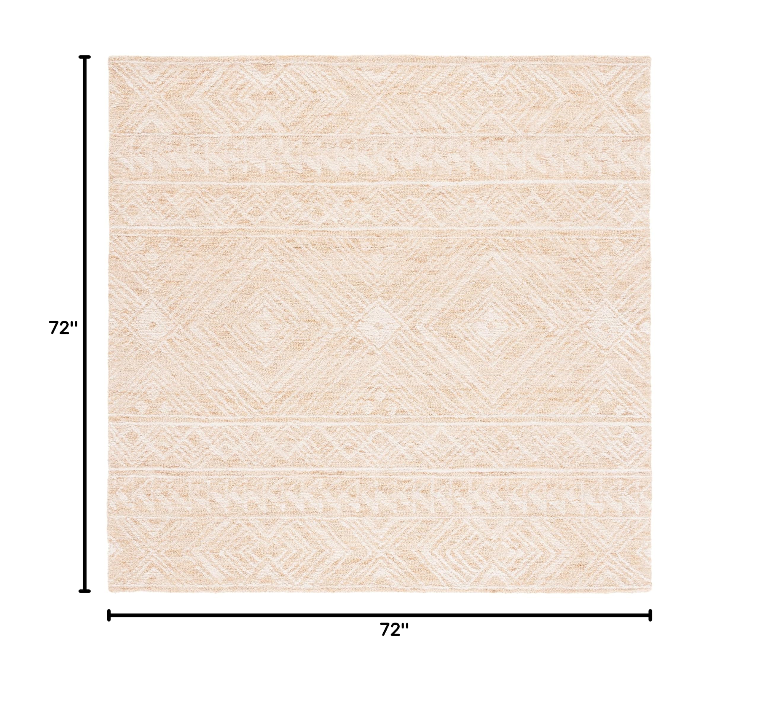SAFAVIEH Metro Collection 6' Square Gold Ivory MET906D Handmade Premium Wool Area Rug for Living Room, Dining Room & Bedroom | Soft & Durable Floor Covering for Home Decor