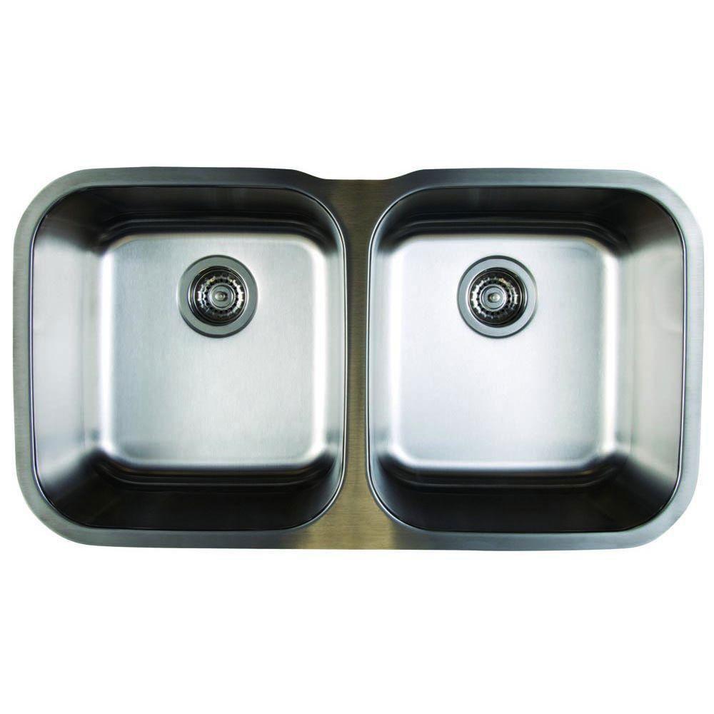 Blanco Stellar Undermount 18.5x8x8 Inch Stainless Steel Double Bowl Kitchen Sink - 0 Hole Equal Division - Model 464484 - Perfect for Modern Kitchens & Food Prep Stations