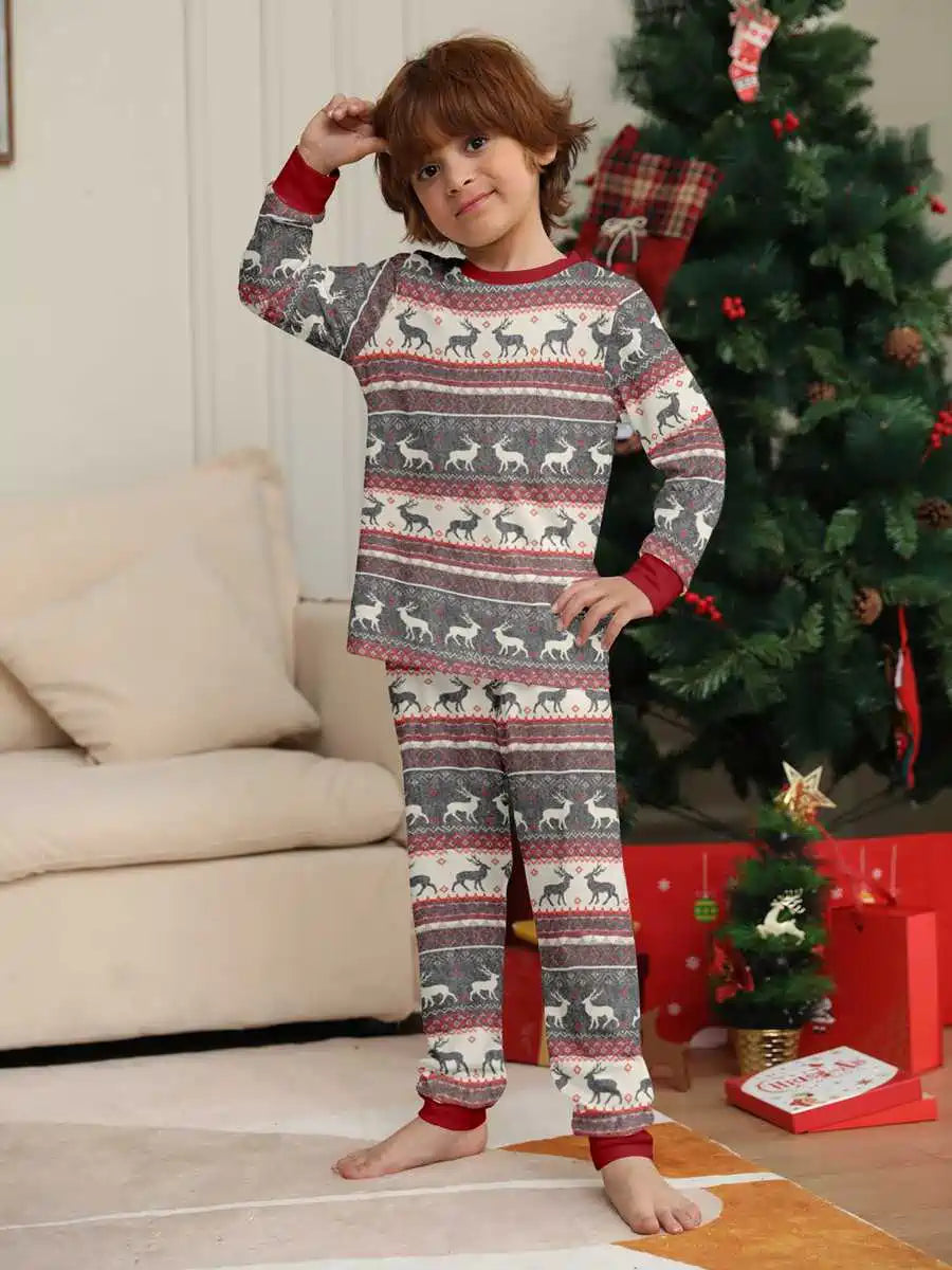 Reindeer Print Christmas Matching Family Pajamas Set - Cozy Holiday Sleepwear for Women, Men & Kids - Perfect for Christmas Morning & Family Photos