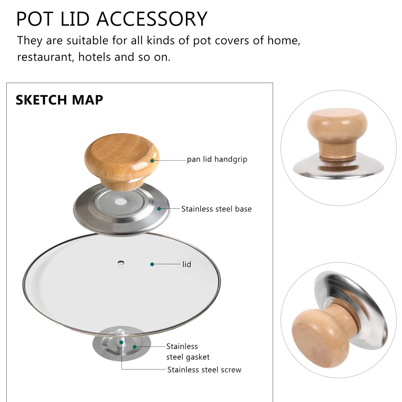 12pcs Universal Wooden Pot Lid Knobs - Solid Wood Cookware Handles for Saucepan, Glass & Stove Top Covers - Kitchen Accessories for Secure & Easy Grip While Cooking