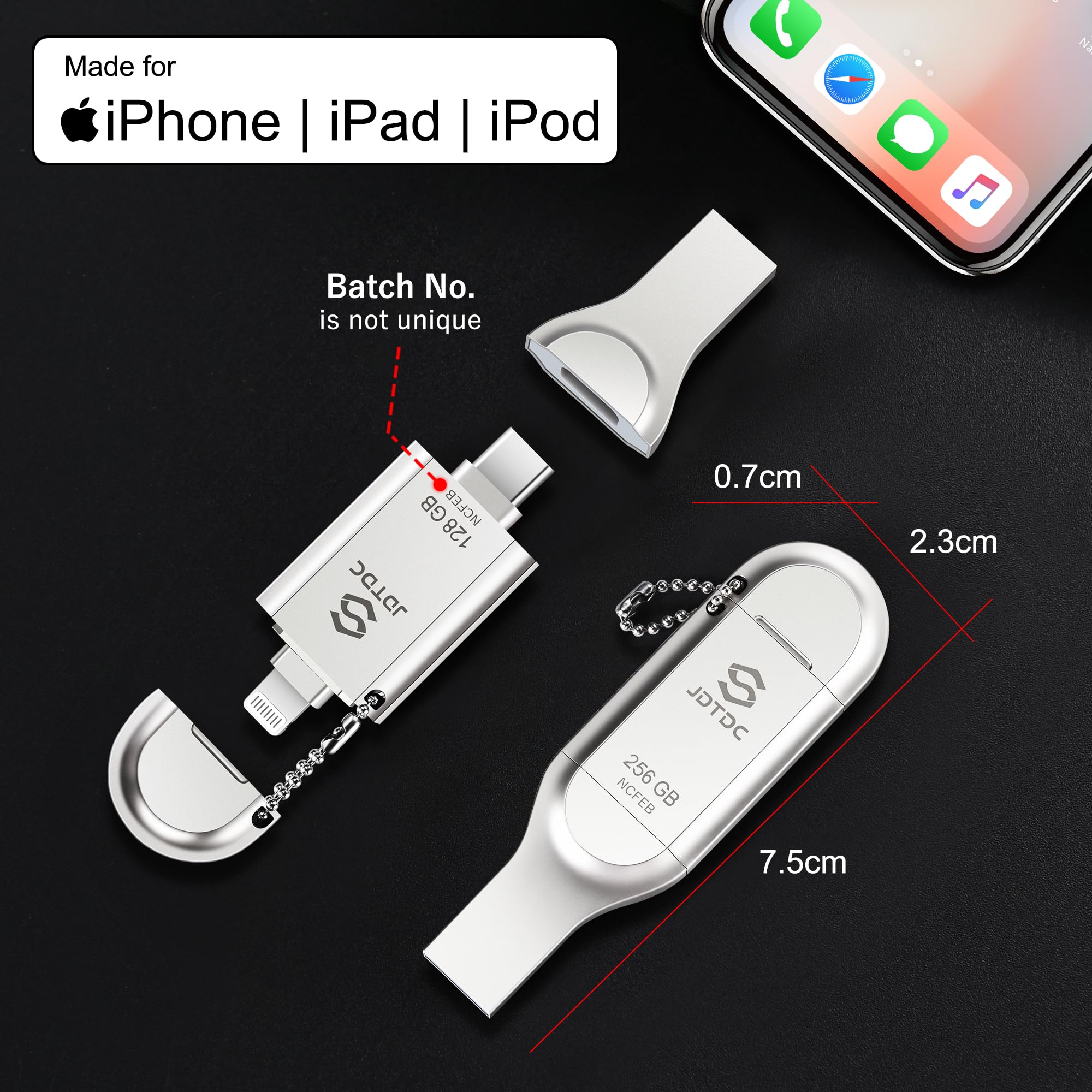 Apple MFi Certified 512GB Photo Stick for iPhone 16/15/14 - External Flash Drive Memory Storage for USB C, Android & iPad - Portable Thumb Drive for Photos, Videos Backup - Perfect for Travel, Work & School Data Transfer