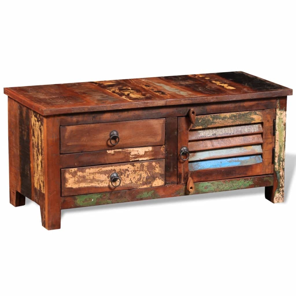 Solid Wood Console Table - Free Standing Accent Cabinet with Storage, Buffet Server & Sideboard for Living Room, Entryway, or Dining Room - Reclaimed Wood TV & Hi-Fi Cabinet, Cupboard Credenza for Home Decor