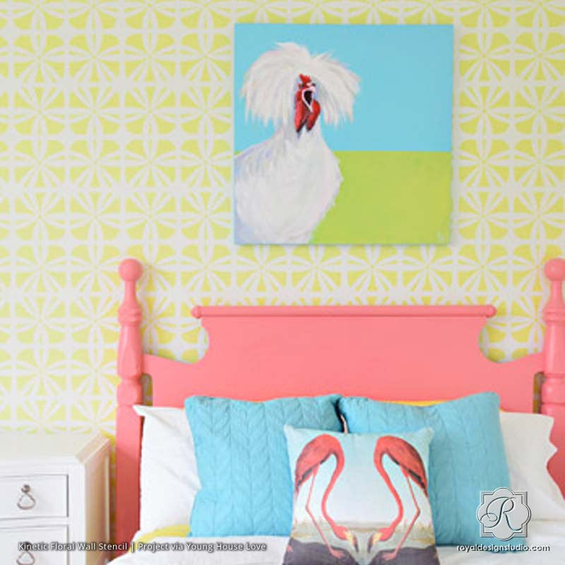 Kinetic Floral Wall Stencil - Reusable DIY Painting Template for Home Decor, Nursery, Bedroom & Living Room - Perfect for Accent Walls, Furniture Upcycling & Creative Art Projects