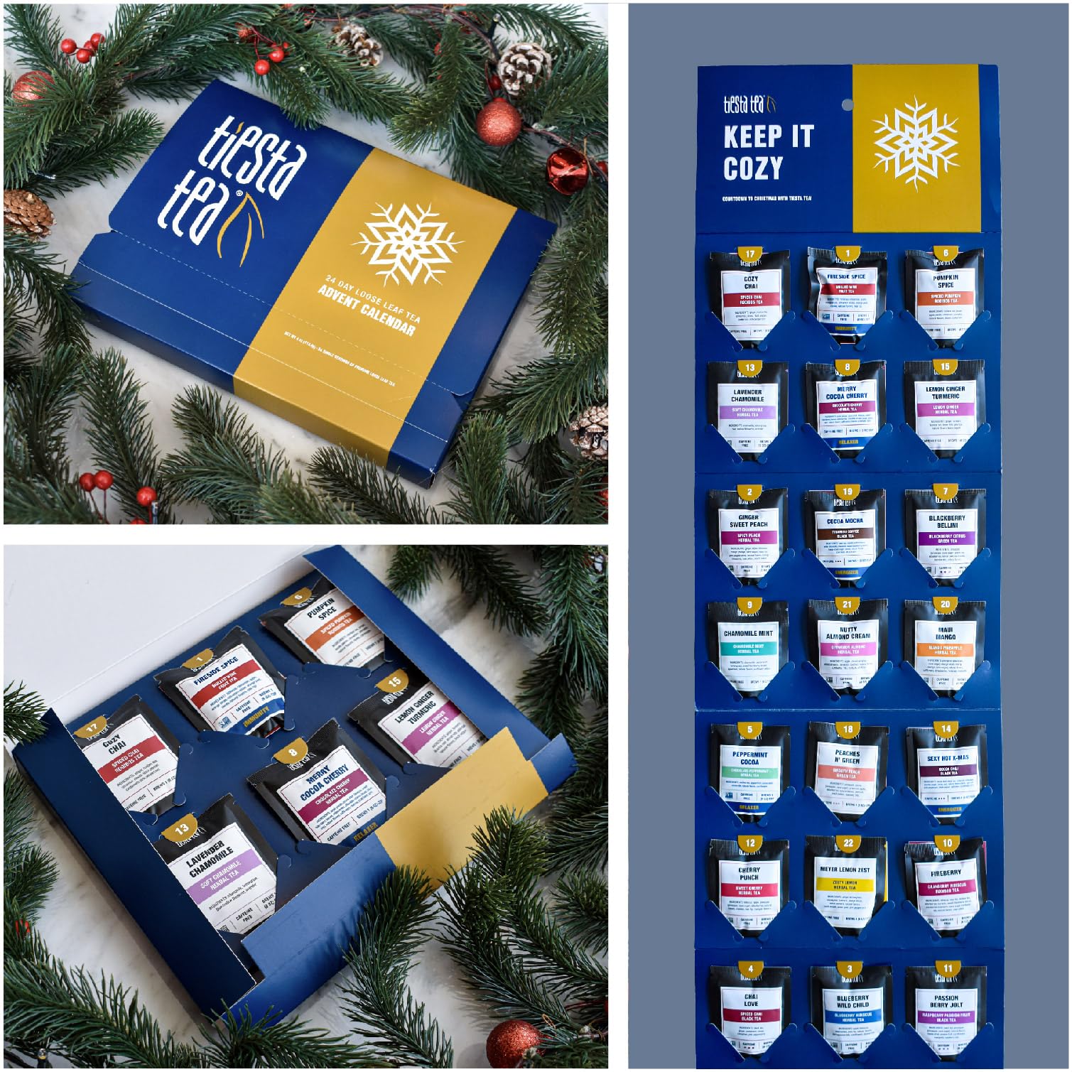 Tiesta Tea 2024 Advent Calendar - 24 Premium Loose Leaf Tea Blends | Holiday Gift Set for Tea Lovers | Perfect for Christmas Countdown, Office Gifts & Cozy Winter Evenings