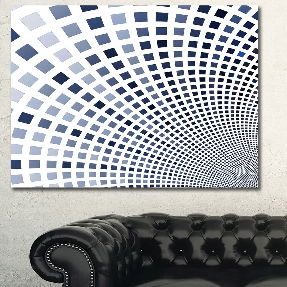 Abstract Blue Square Pixel Mosaic Wall Art - 20x12 Inch Canvas for Home & Office Decor